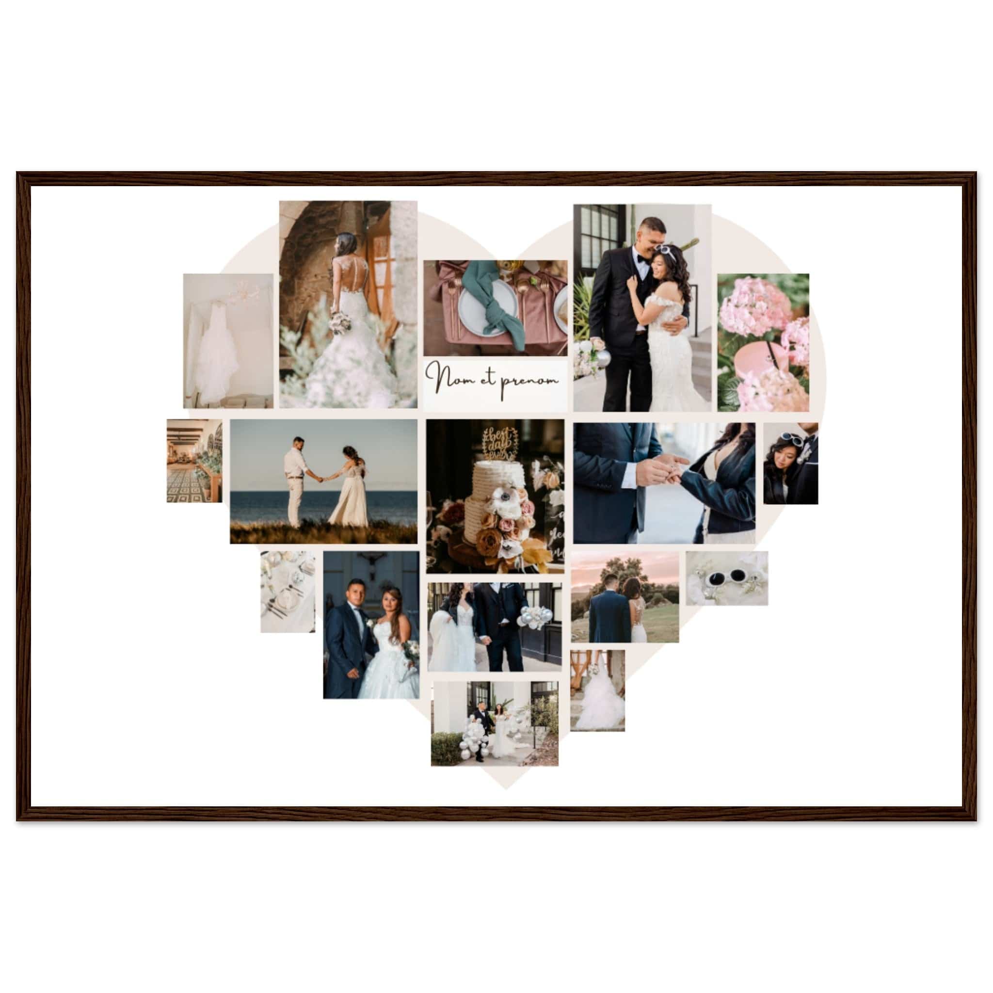 Canvanation Print Material 60x90 cm / 24x36″ / Noir Bois Pêle-mêle de photos sur poster "Mariage ou Fiançailles"