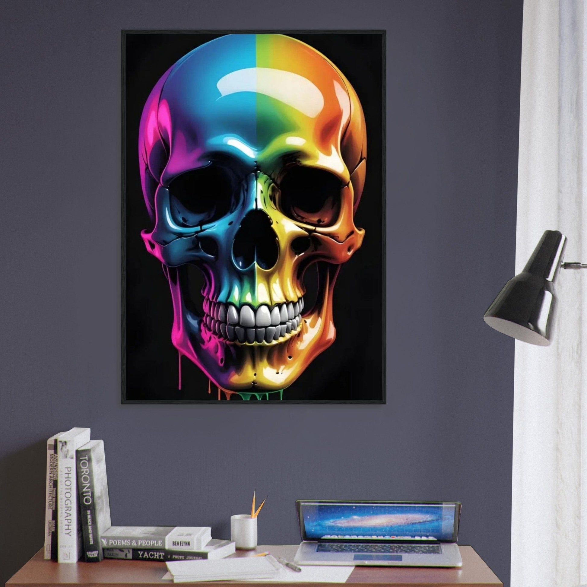 Canvanation Print Material Tableau Tête De Mort Couleurs En Folie