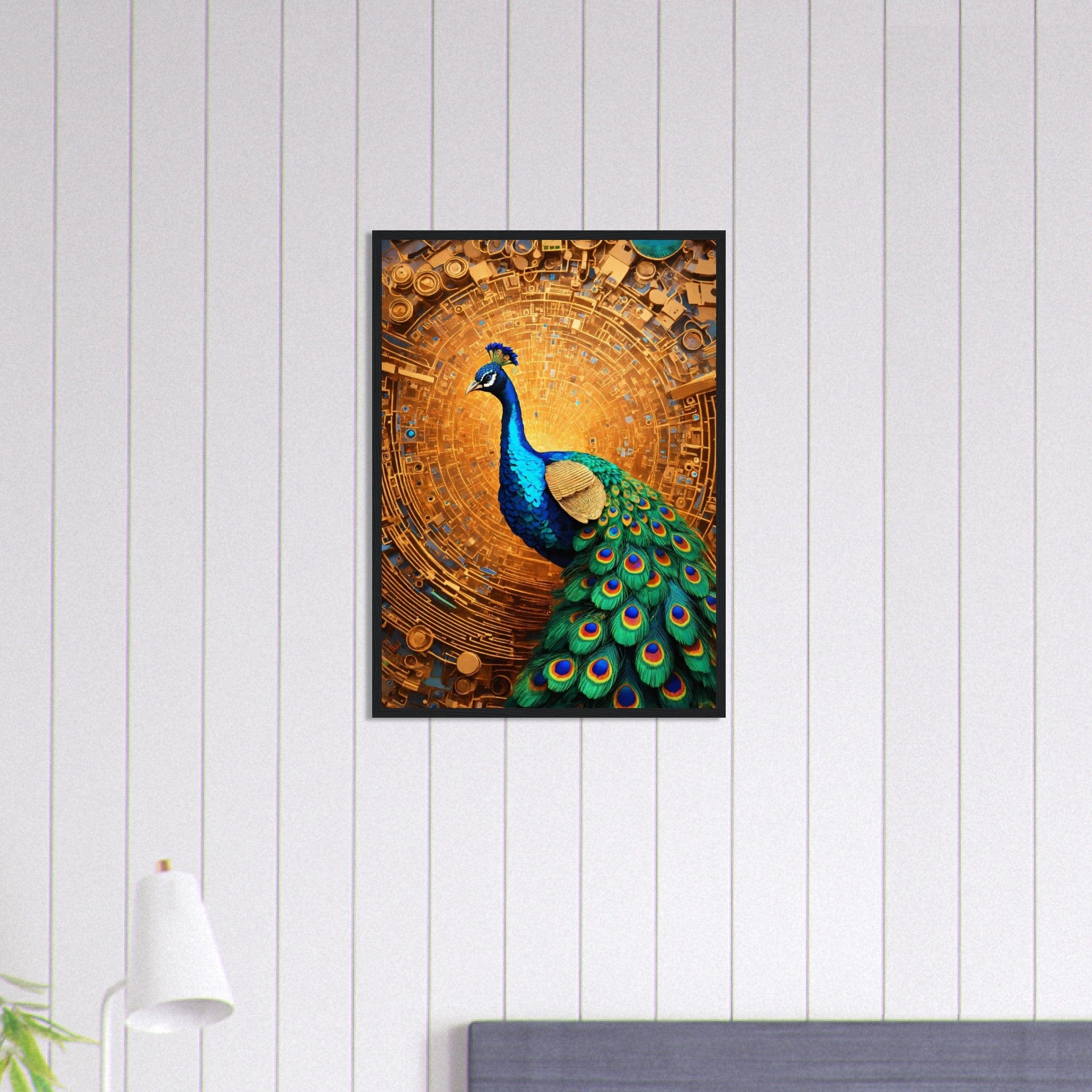 Canvanation Print Material 50x70 cm / 20x28″ Tableau Paon Plumes d'Émeraude