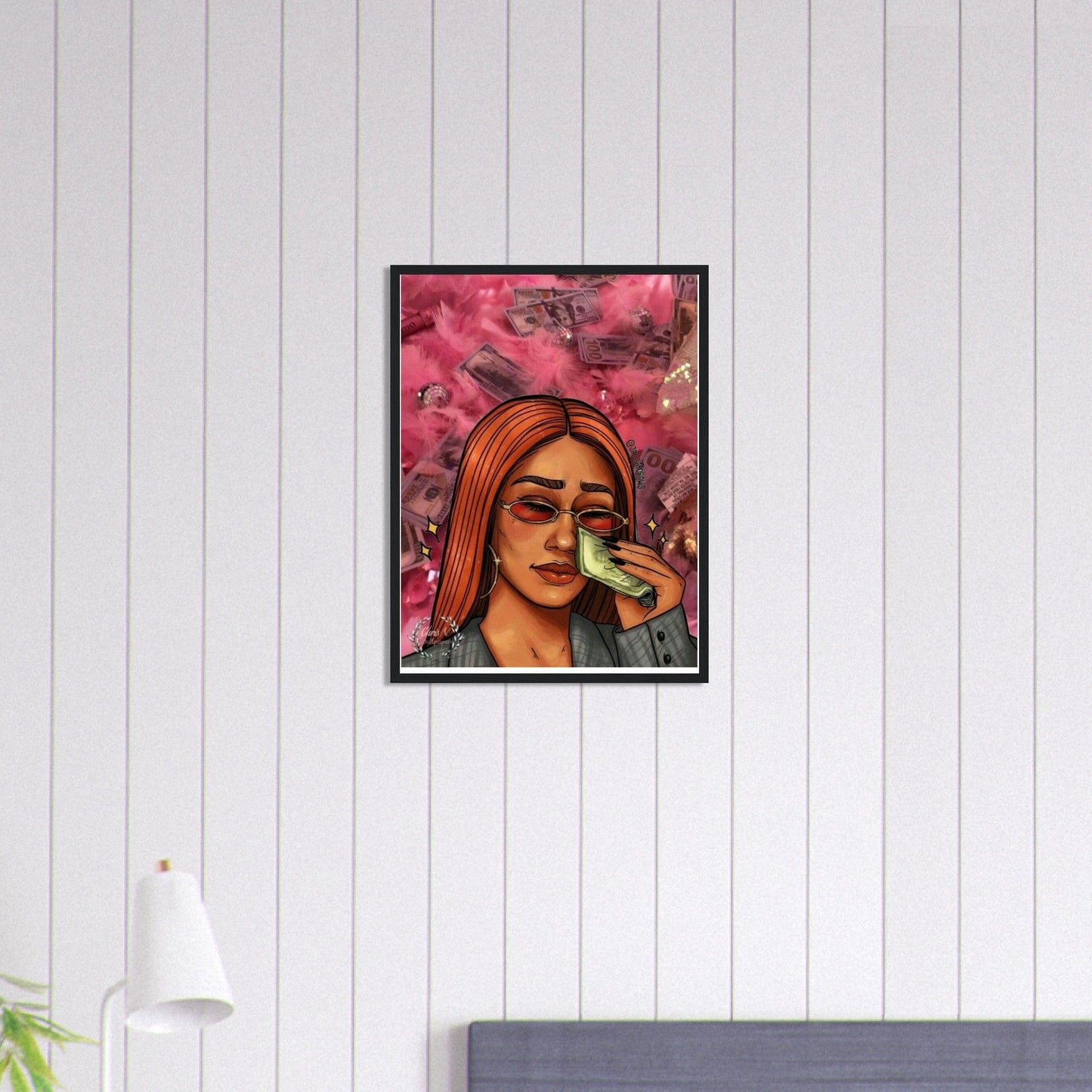 Canvanation Print Material 45x60 cm / 18x24″ Tableau Femme et Billets Verts