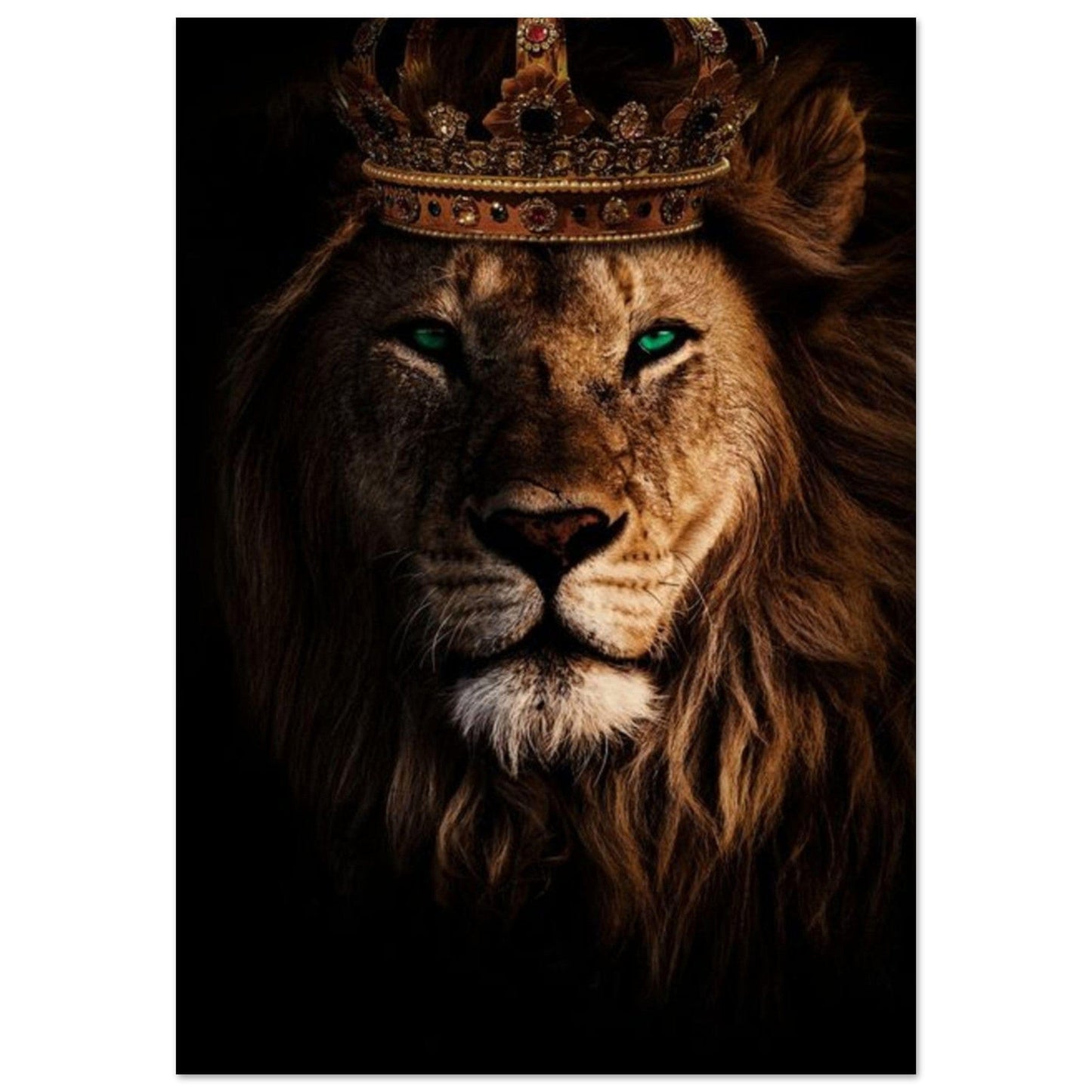 Canvanation Print Material 70x100 cm / 28x40″ Poster Lion Couronne Yeux Vert