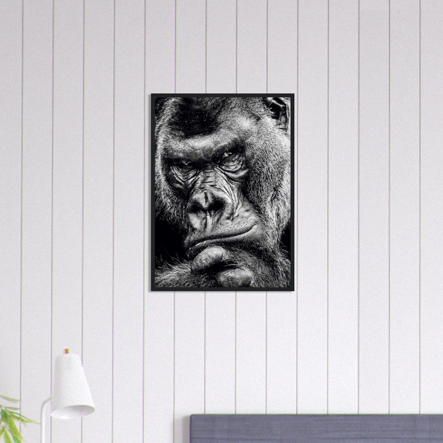 Canvanation Print Material 50x70 cm / 20x28″ Tableau Gorille Noir et Blanc