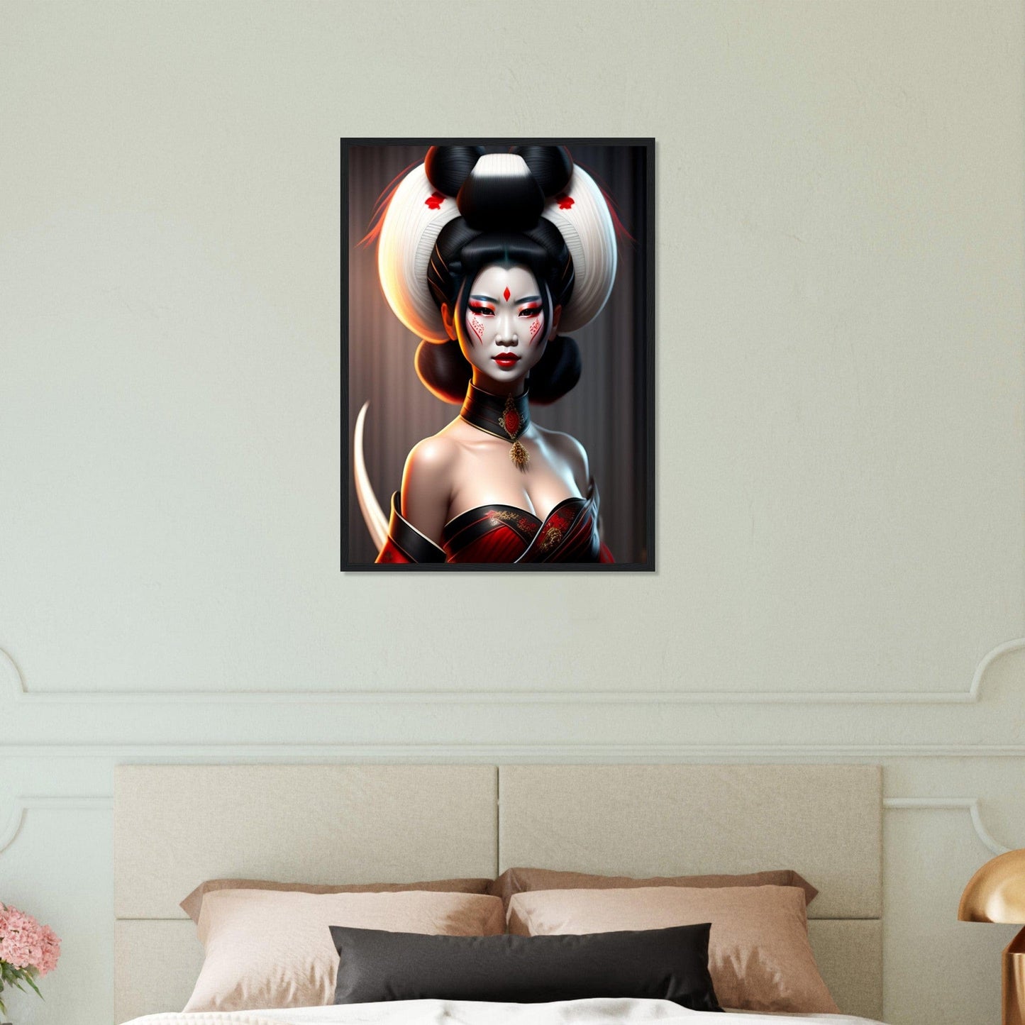 Canvanation Print Material 50x70 cm / 20x28″ Tableau Geisha Japon Long Cheveux