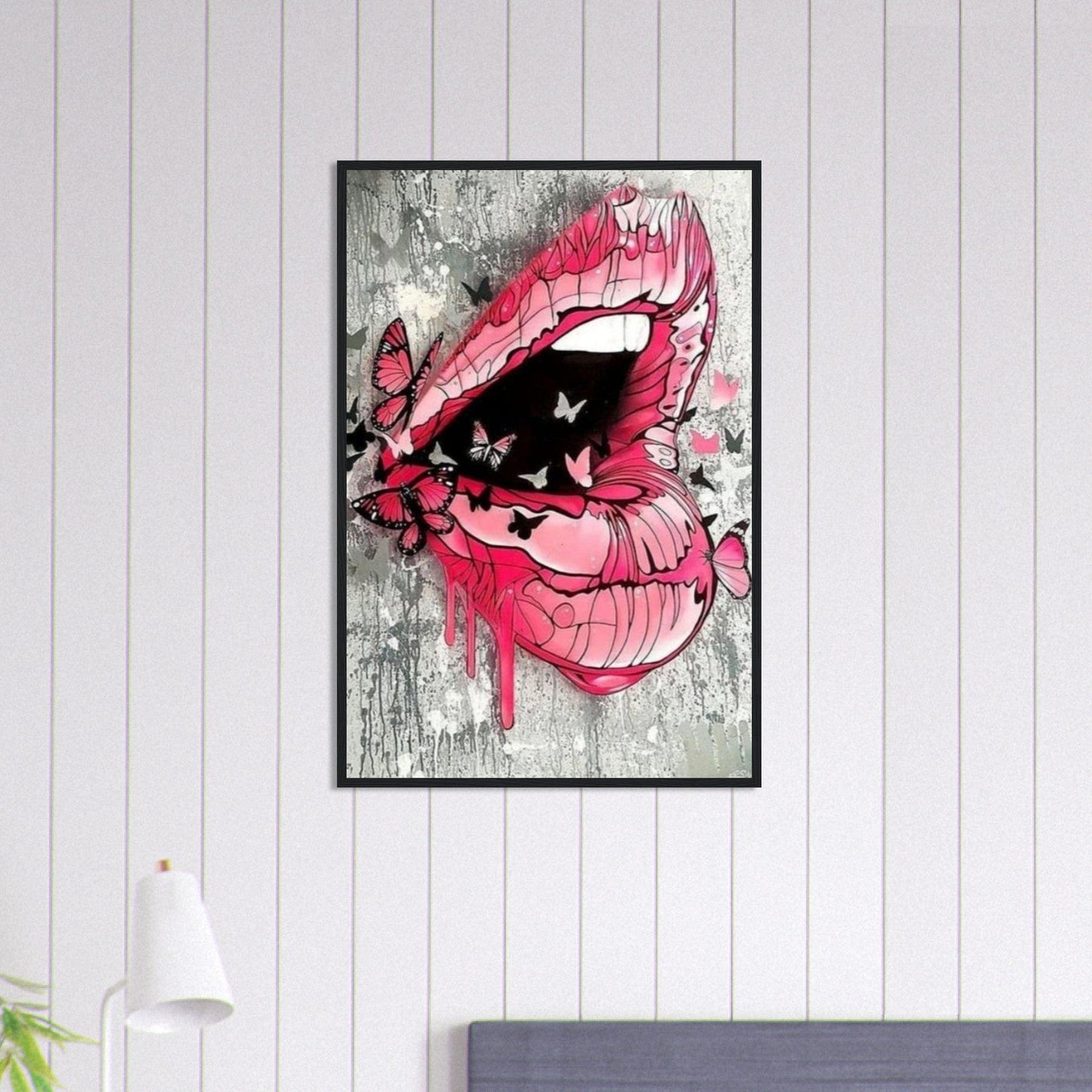 Canvanation Print Material 60x90 cm / 24x36″ Tableau Street Art Lèvre Rose Papillon