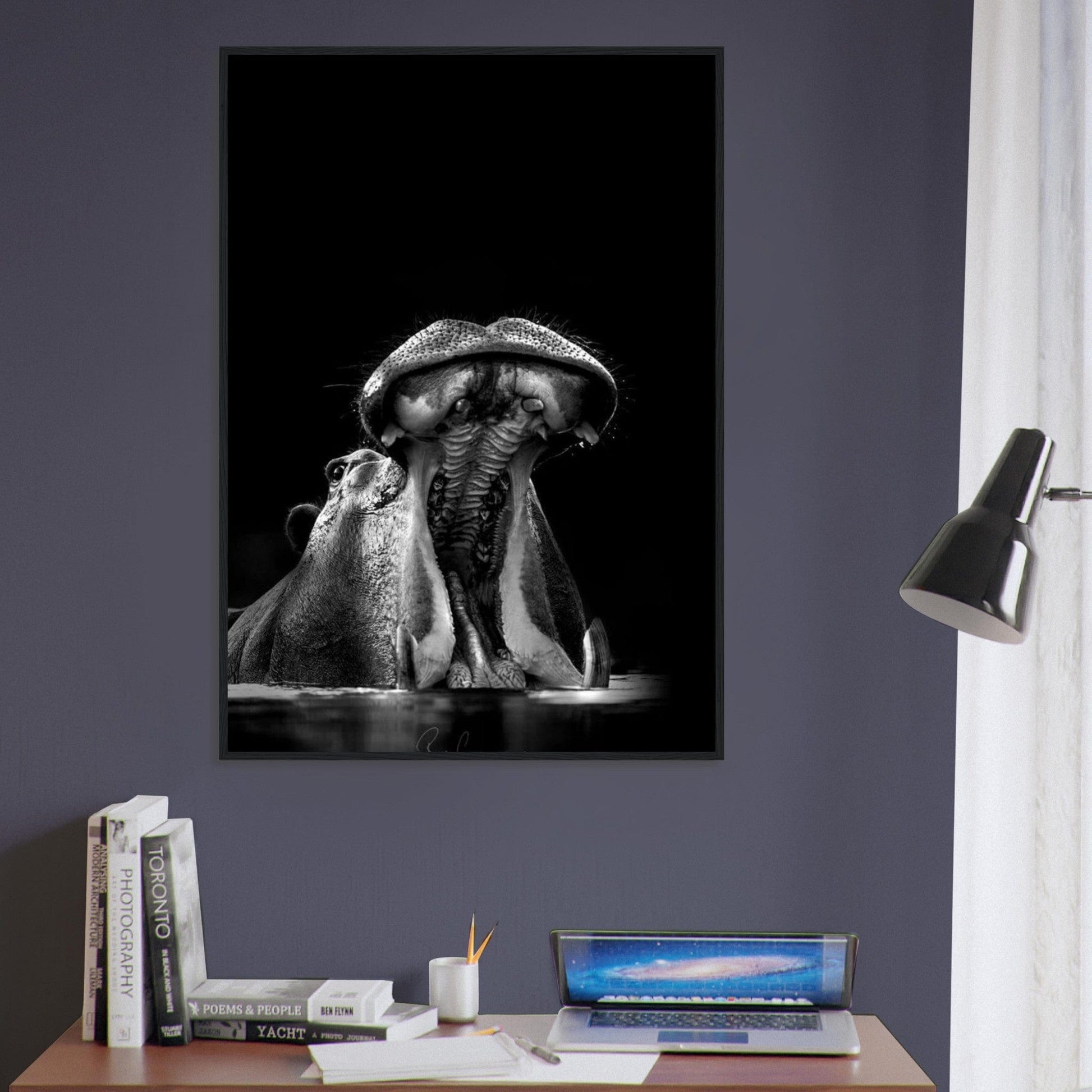 Canvanation Print Material Tableau Photo Noir Et Blanc-Animaux-Hippopotame