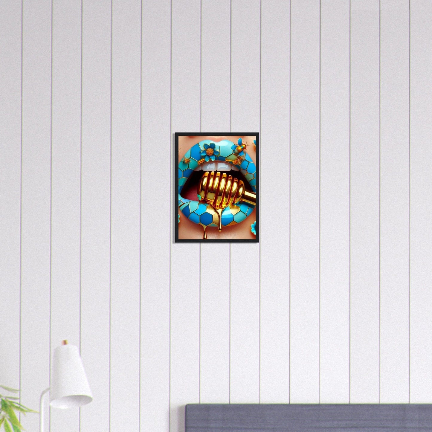 Canvanation Print Material 30x40 cm / 12x16″ Tableau Levres Miel Bleu