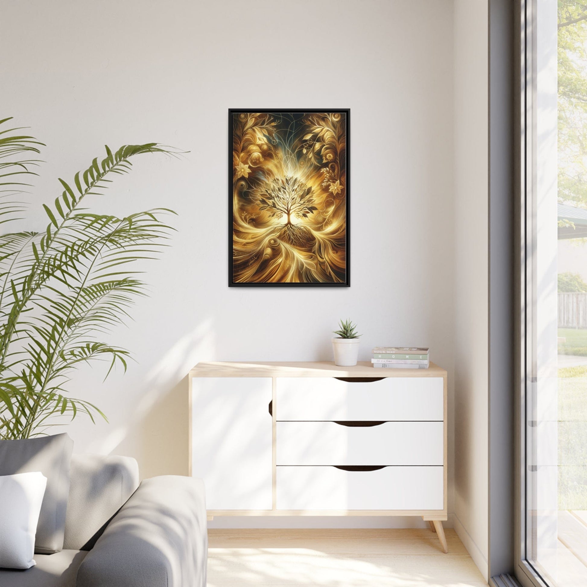 Printify Canvas Tableau L'arbre de vie doré : une œuvre majestueuse scintillant de vie et d'abondance