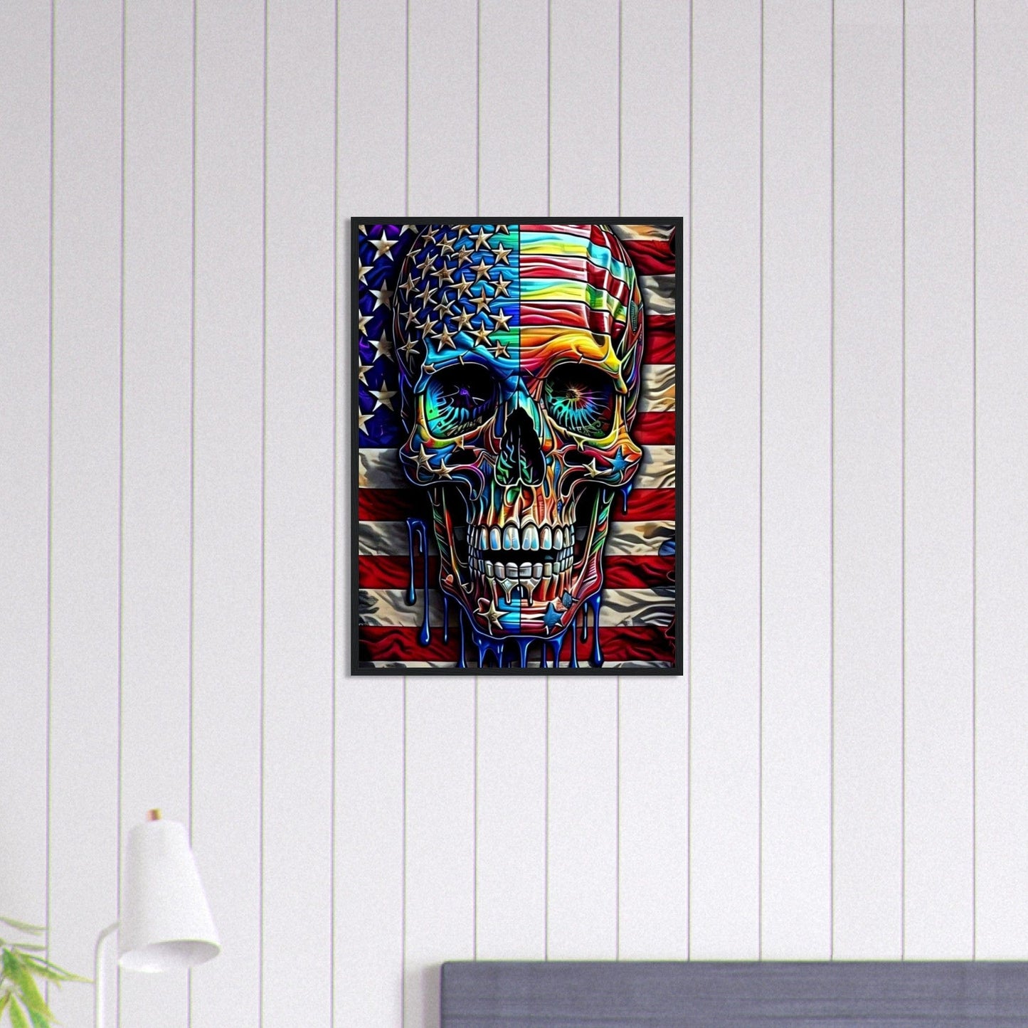 Canvanation Print Material 50x70 cm / 20x28″ Tableau Tête De Mort Drapeau Amérique