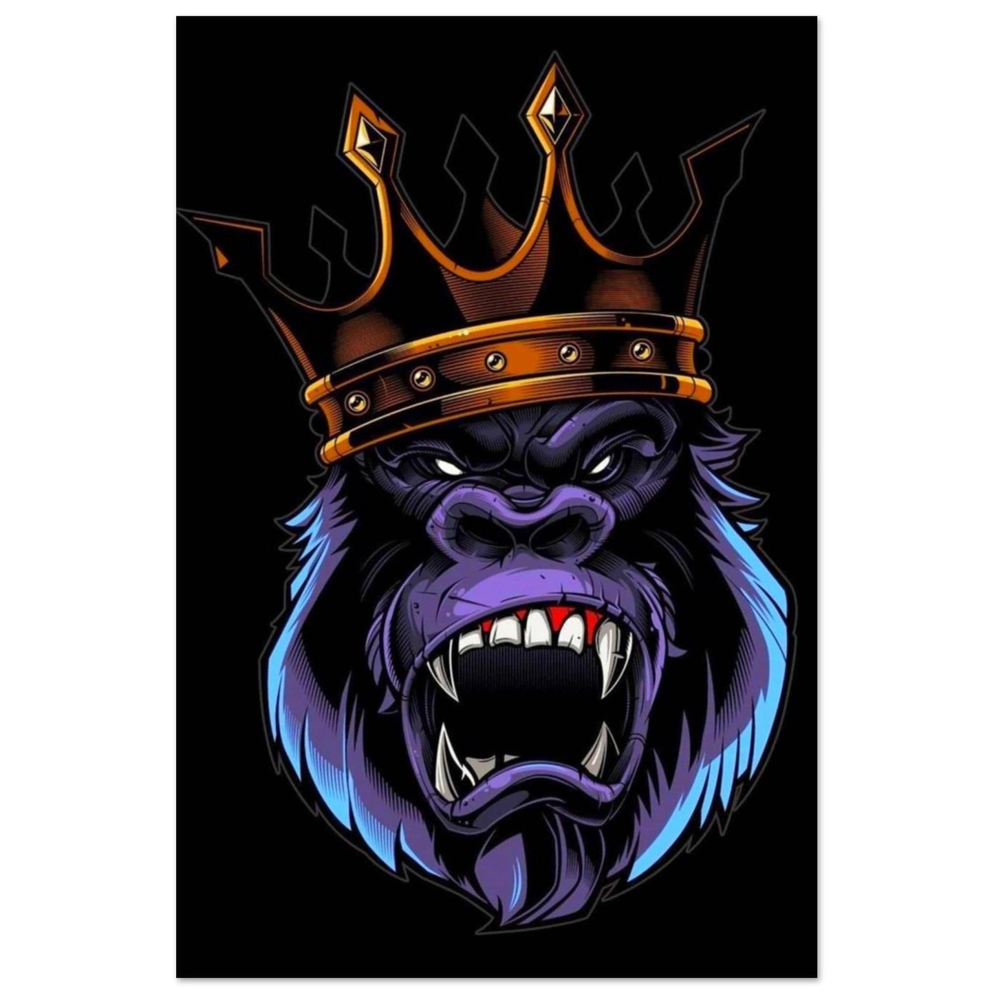 Canvanation Print Material 30x45 cm / 12x18″ Poster Gorille Violet Et Bleu