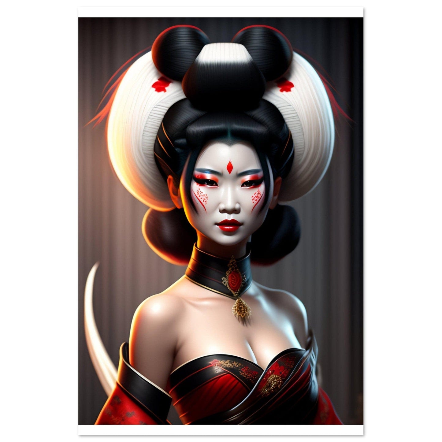 Canvanation Print Material 60x90 cm / 24x36″ Poster Geisha Japon Long Cheveux