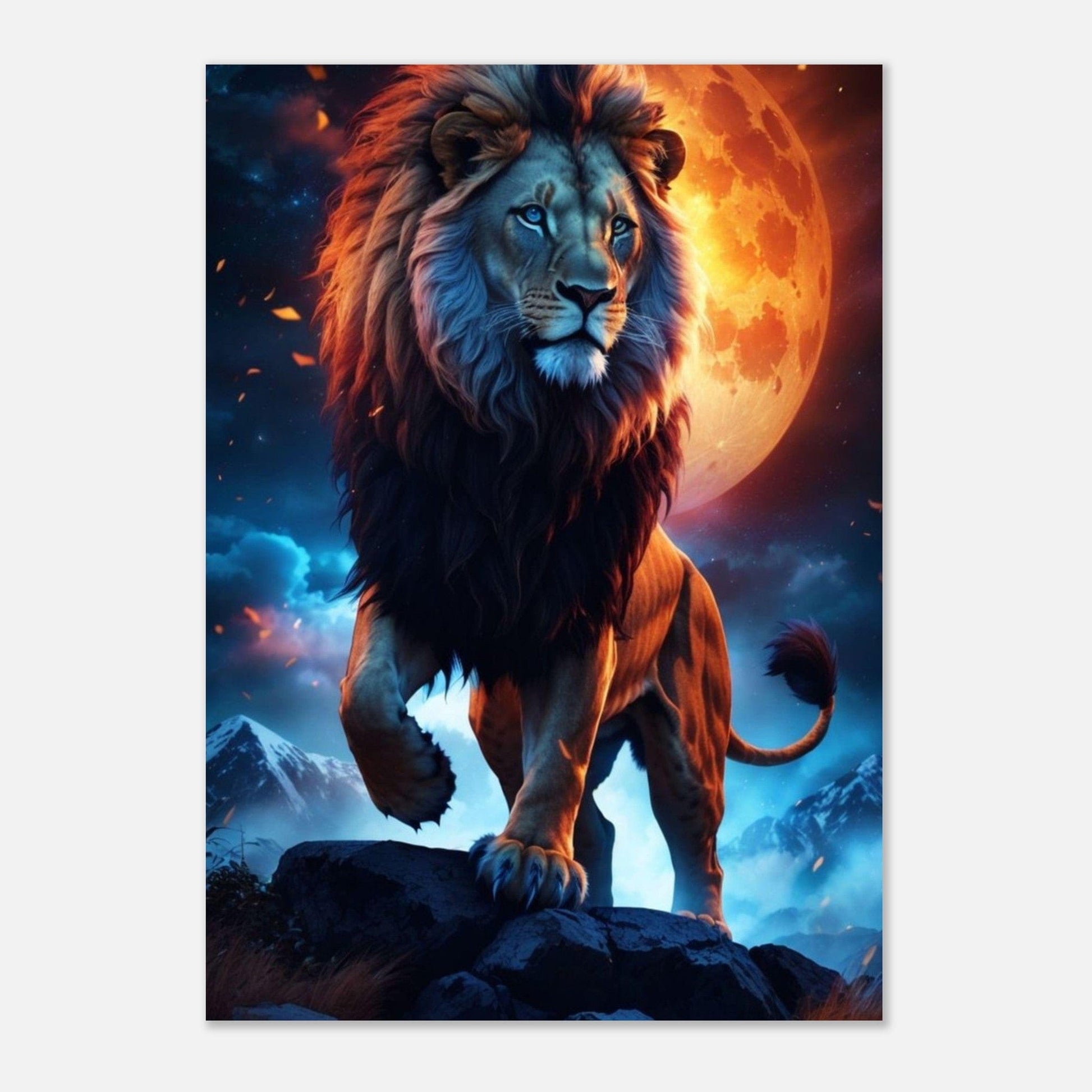 Canvanation Print Material Poster Lion Lune Feu