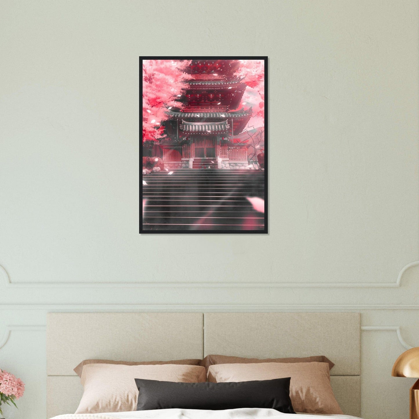 Canvanation Print Material 50x70 cm / 20x28″ Tableau Fleur Cerisier Maison Japon