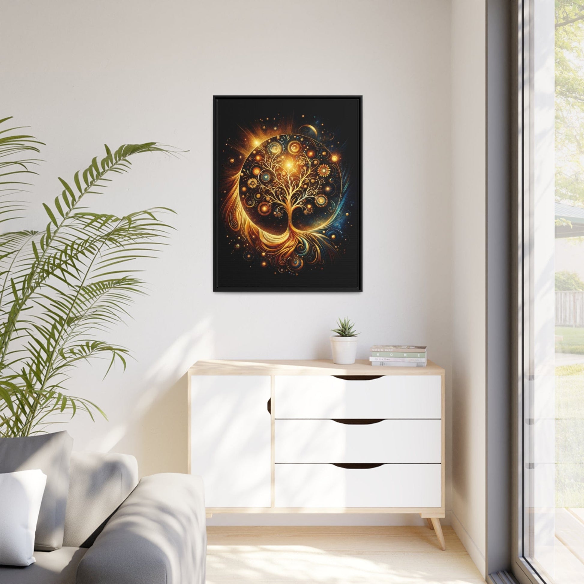 Printify Canvas Tableau Éclat éternel : L'arbre de vie doré magnifie la beauté de la nature