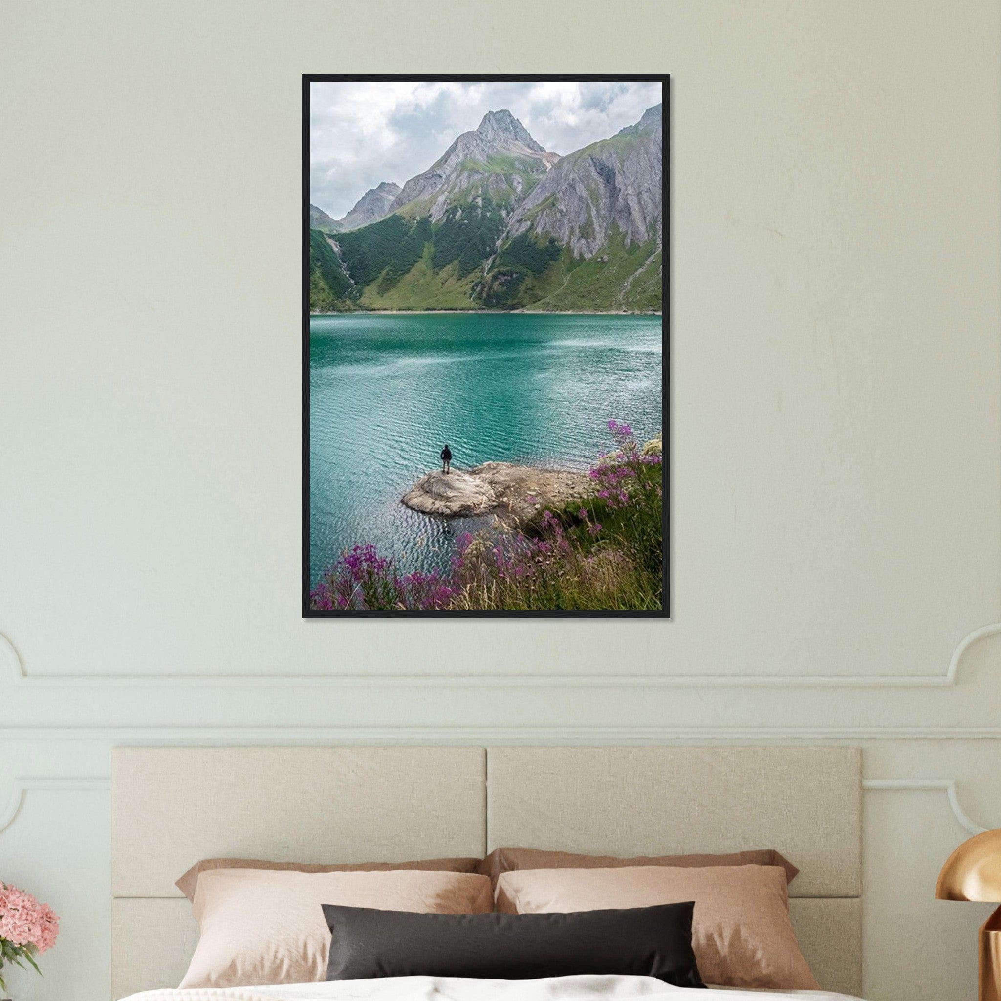 Canvanation Print Material 60x90 cm / 24x36″ Cadre En Bois Montagne Lac
