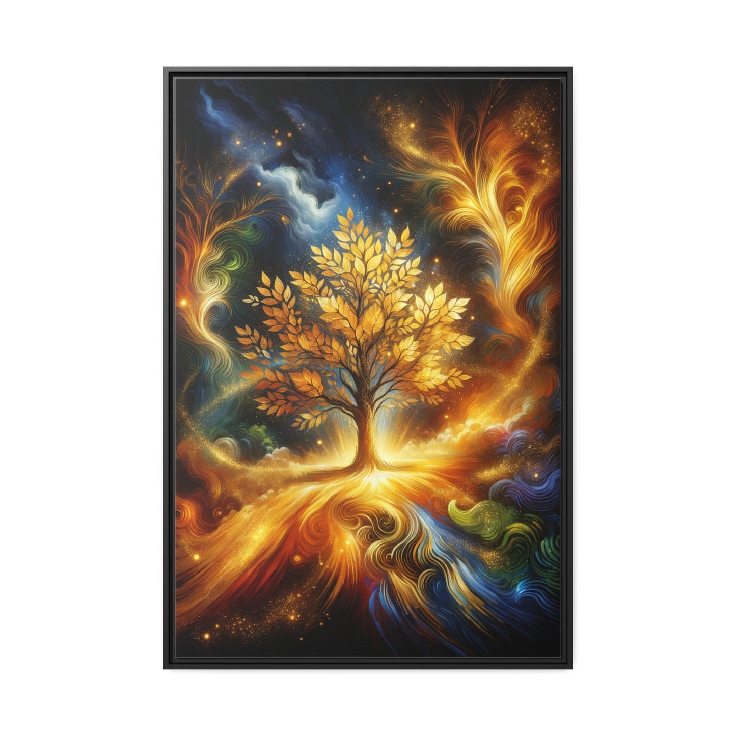 Printify Canvas 81.30 Cm x 121.90 Cm (Vertical) Tableau L'élégance dorée de l'Arbre de Vie: Un symbole de prospérité et d'harmonie