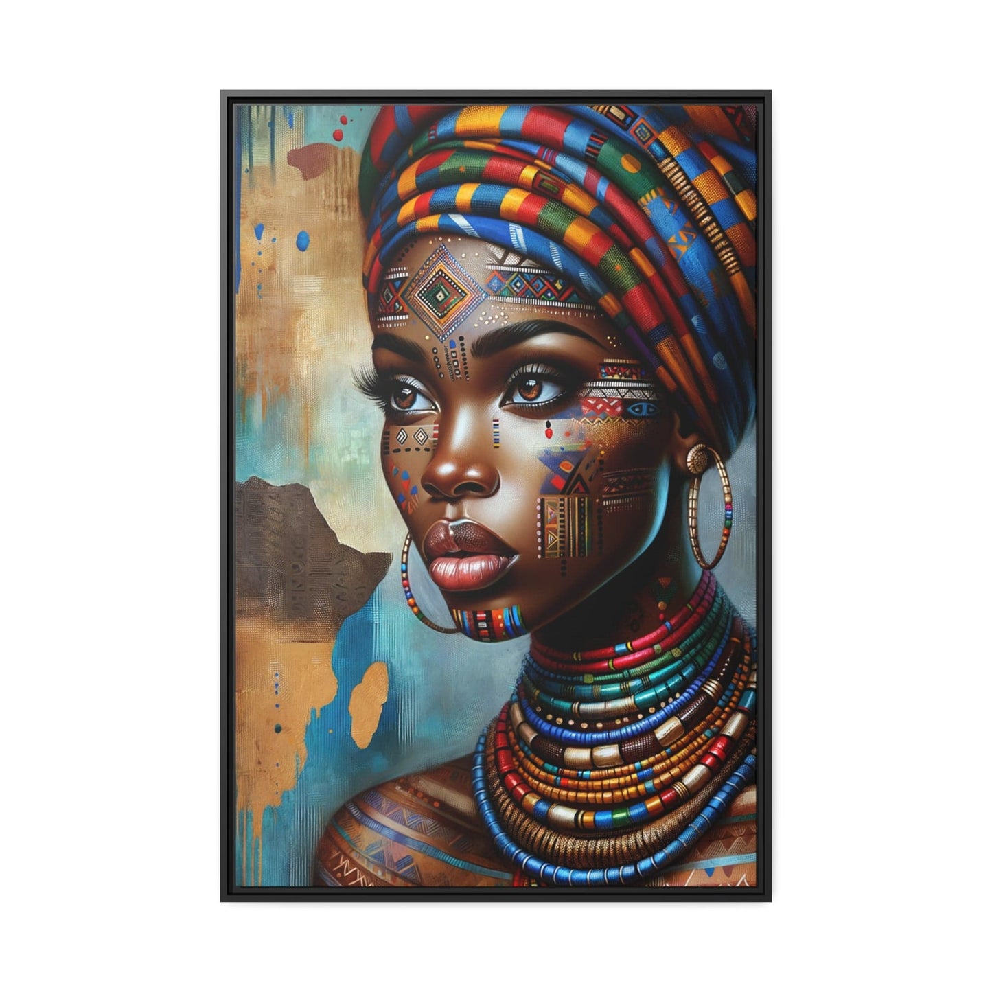 Printify Canvas 81.30 Cm″ x 121.90 Cm″ (Vertical) Tableau "Vibrantes expressions de la féminité africaine dans un tableau captivant"