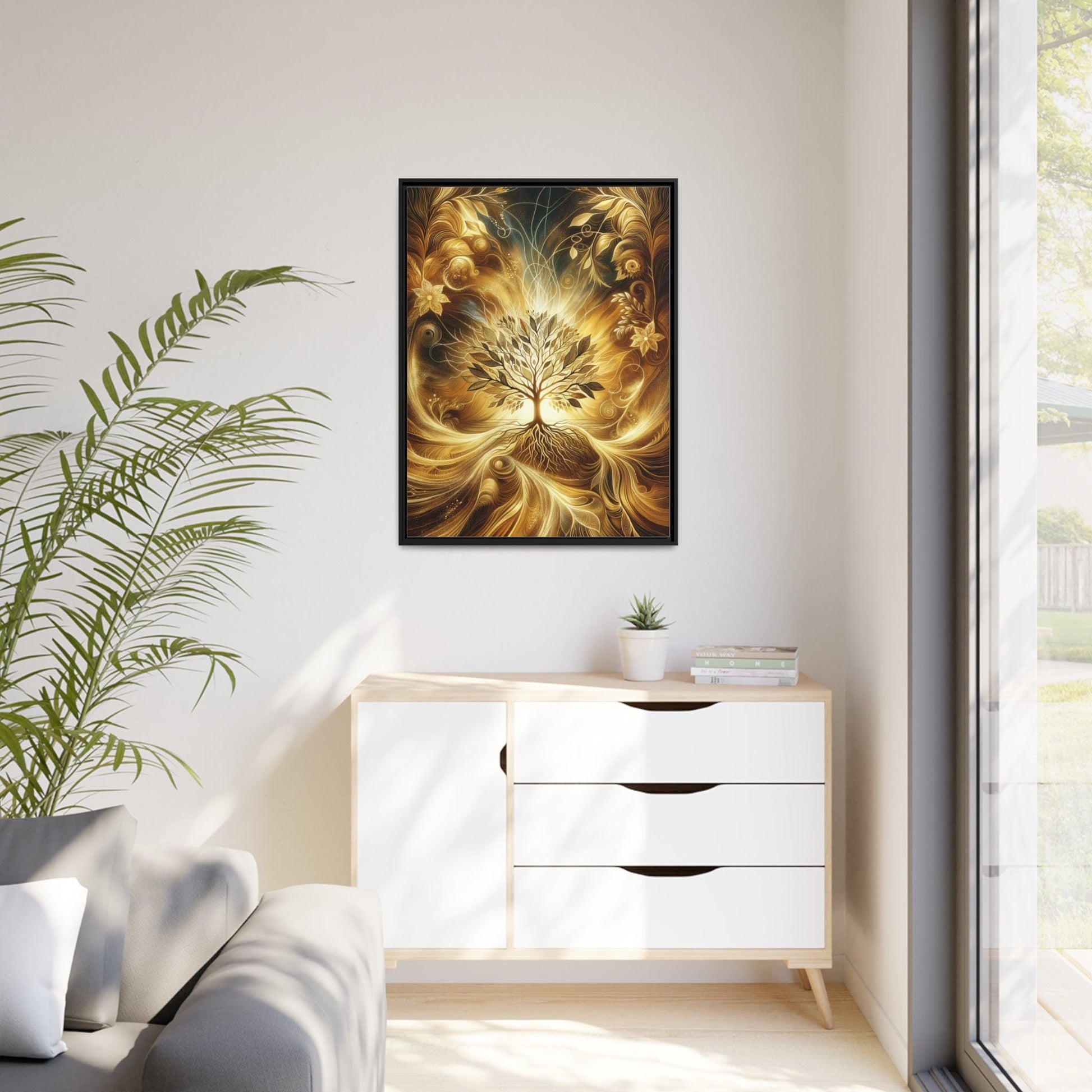 Printify Canvas Tableau L'arbre de vie doré : une œuvre majestueuse scintillant de vie et d'abondance