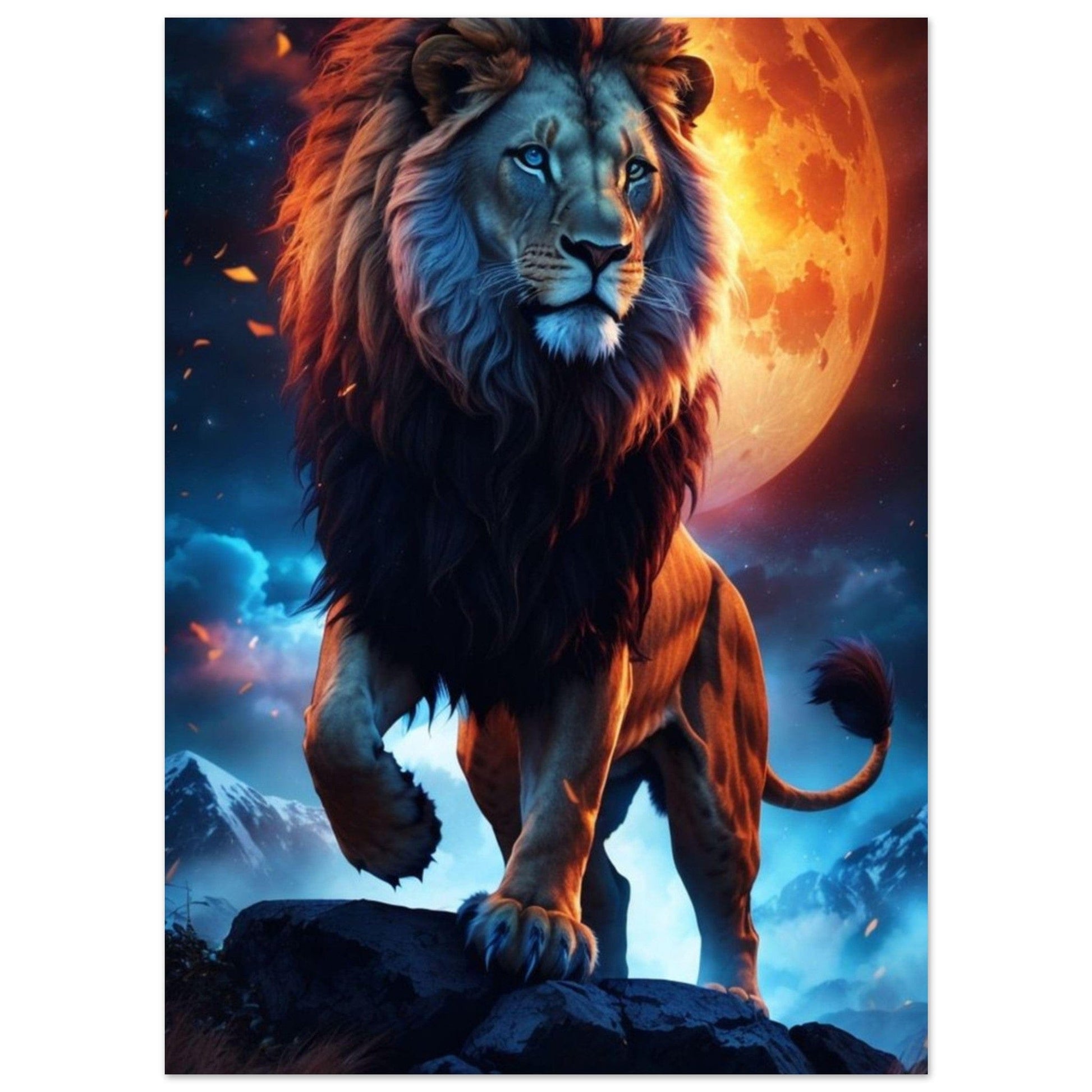 Canvanation Print Material 13x18 cm / 5x7″ Poster Lion Lune Feu