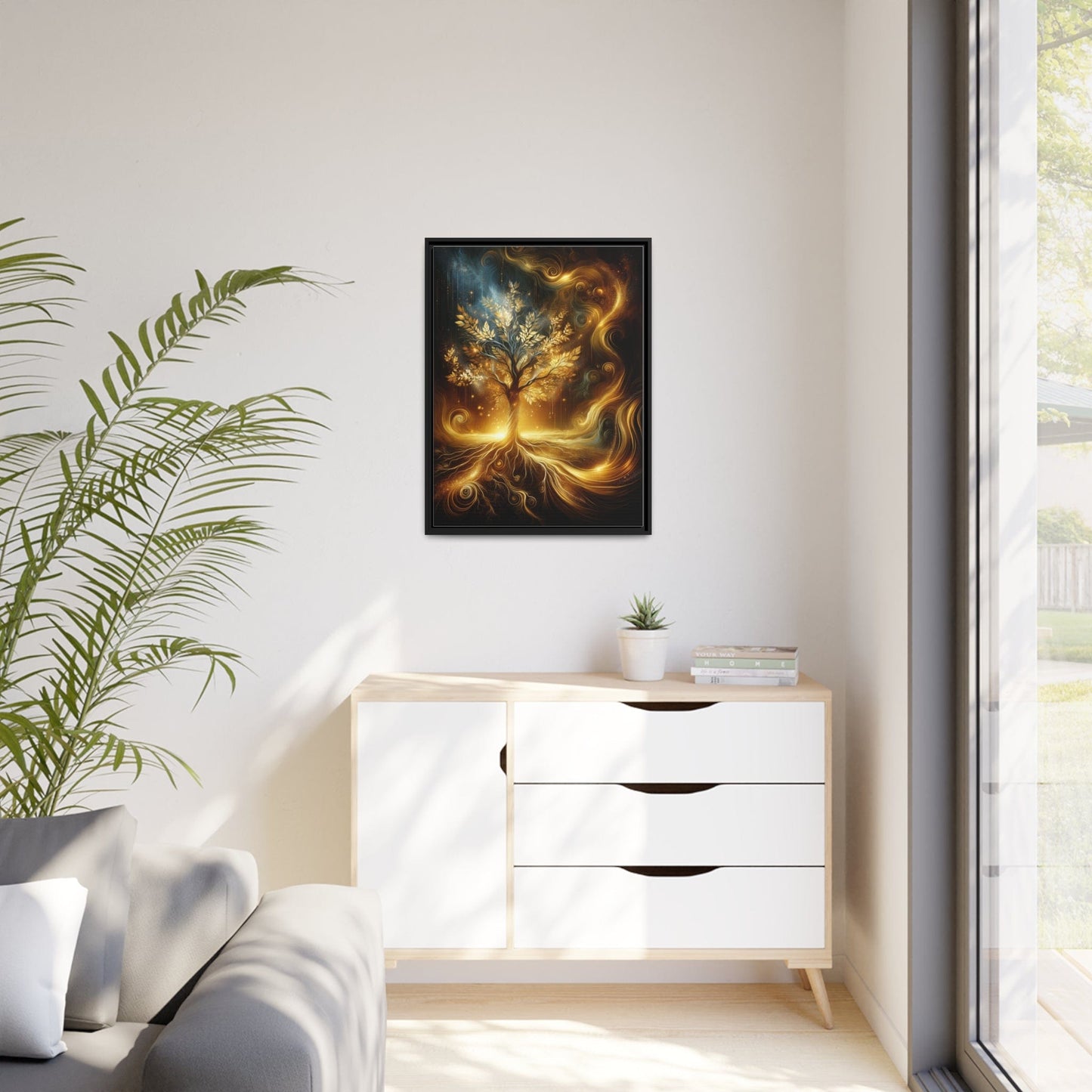 Printify Canvas Tableau L'arbre de vie en or étincelant: la puissance et la beauté de la nature sublimées