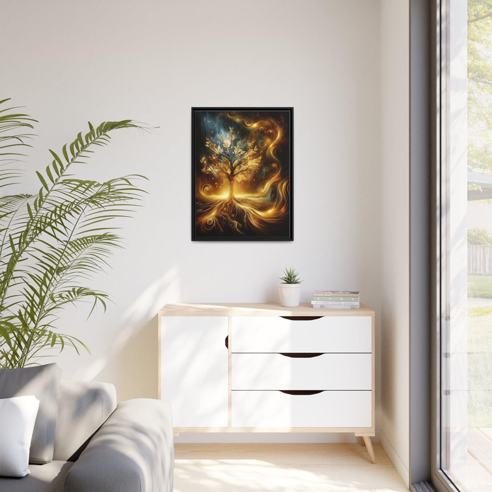 Printify Canvas Tableau L'arbre de vie en or étincelant: la puissance et la beauté de la nature sublimées