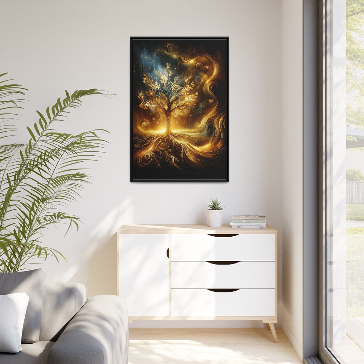 Printify Canvas Tableau L'arbre de vie en or étincelant: la puissance et la beauté de la nature sublimées