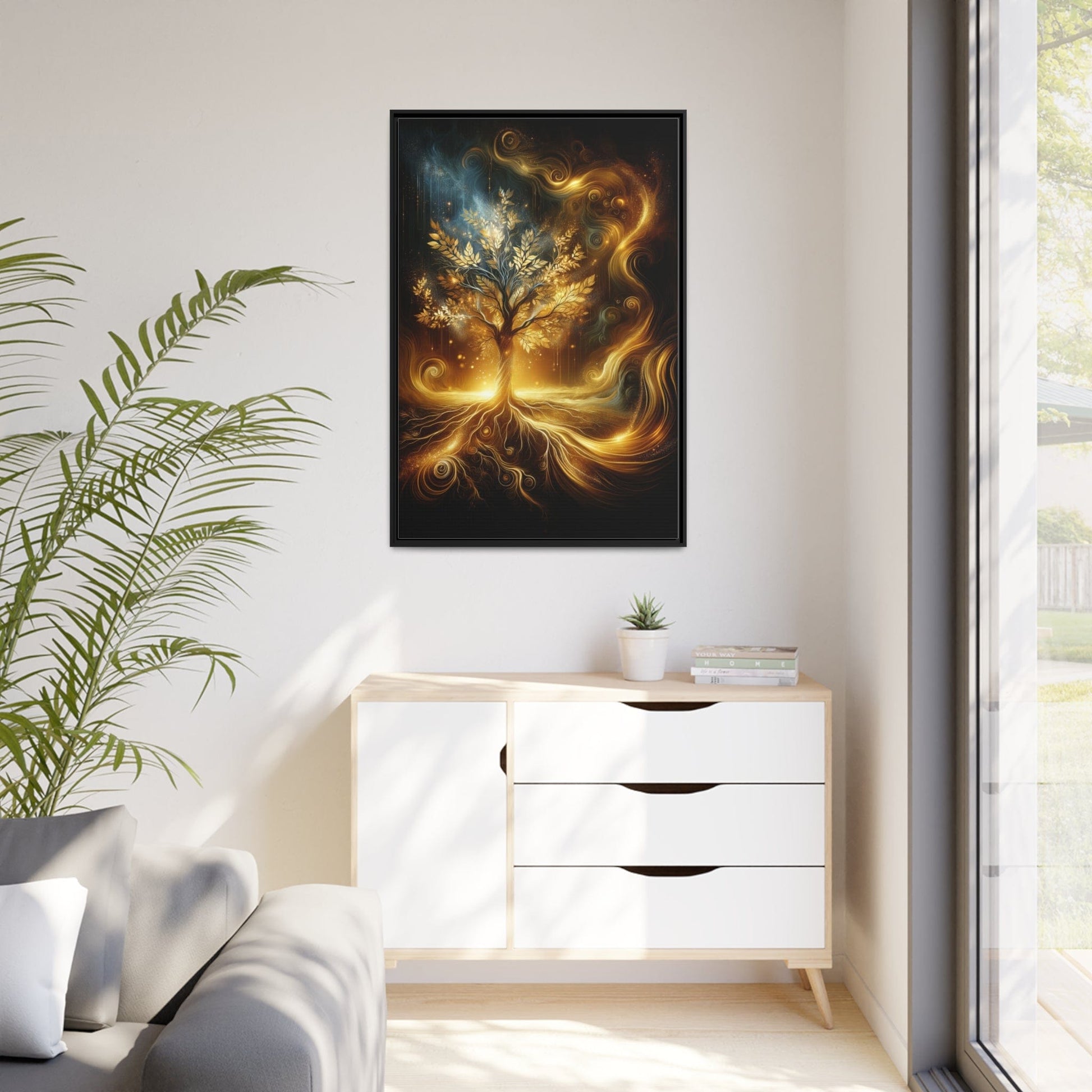 Printify Canvas Tableau L'arbre de vie en or étincelant: la puissance et la beauté de la nature sublimées