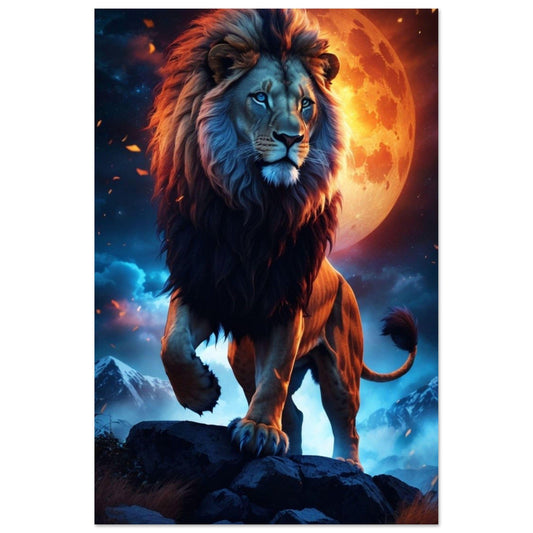 Canvanation Print Material 30x45 cm / 12x18″ Poster Lion Lune Feu