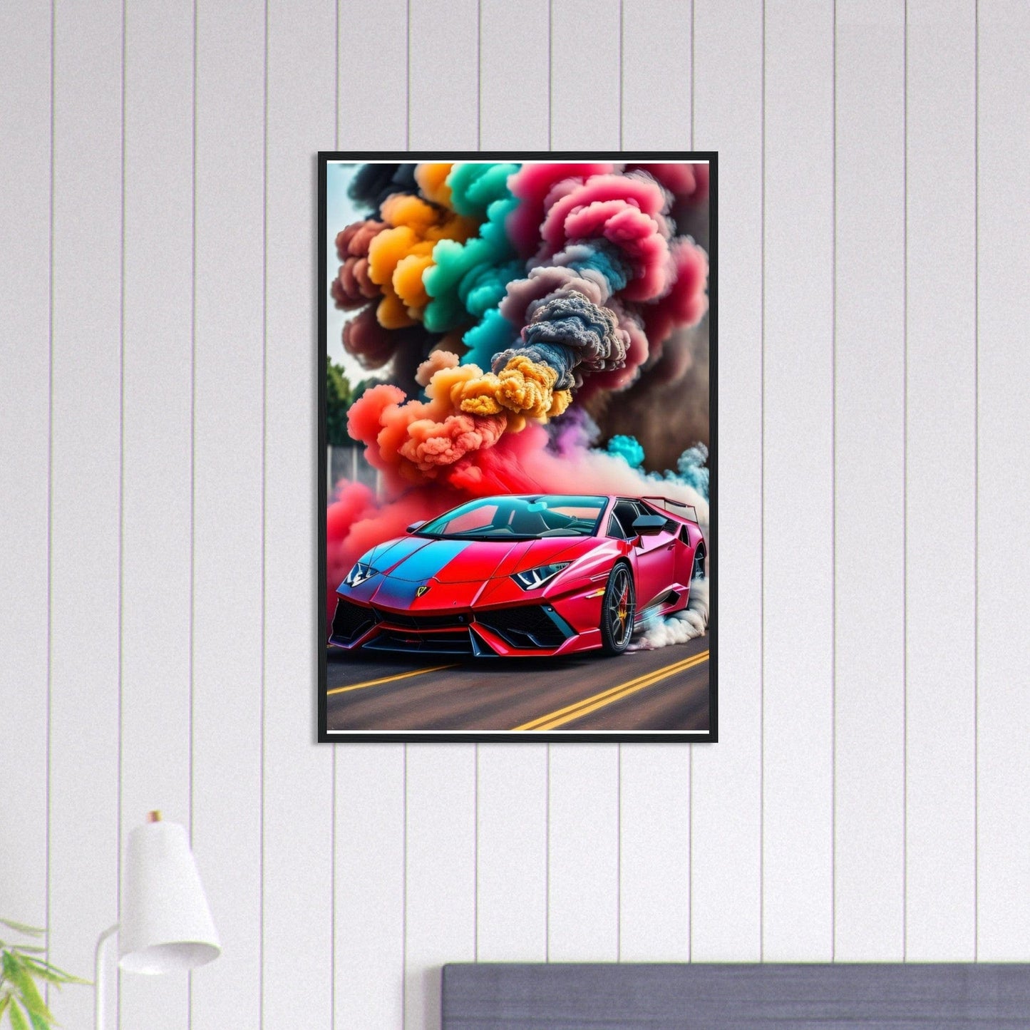 Canvanation Print Material 60x90 cm / 24x36″ Tableau Voiture Lamborghini Rouge Et Bleu
