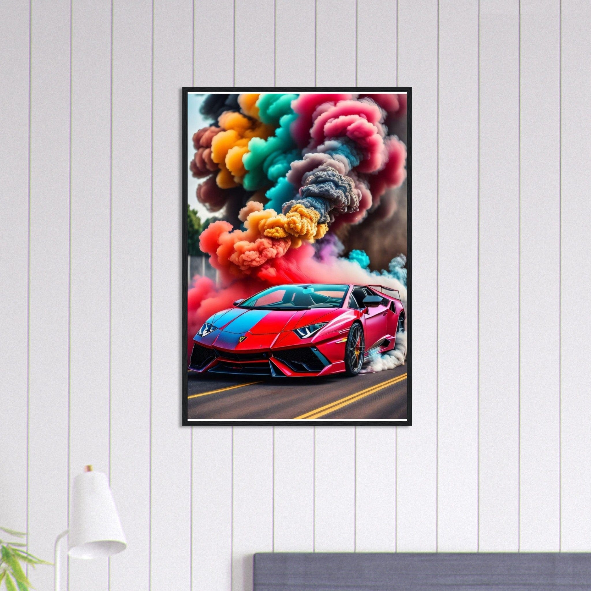 Canvanation Print Material 60x90 cm / 24x36″ Tableau Voiture Lamborghini Rouge Et Bleu