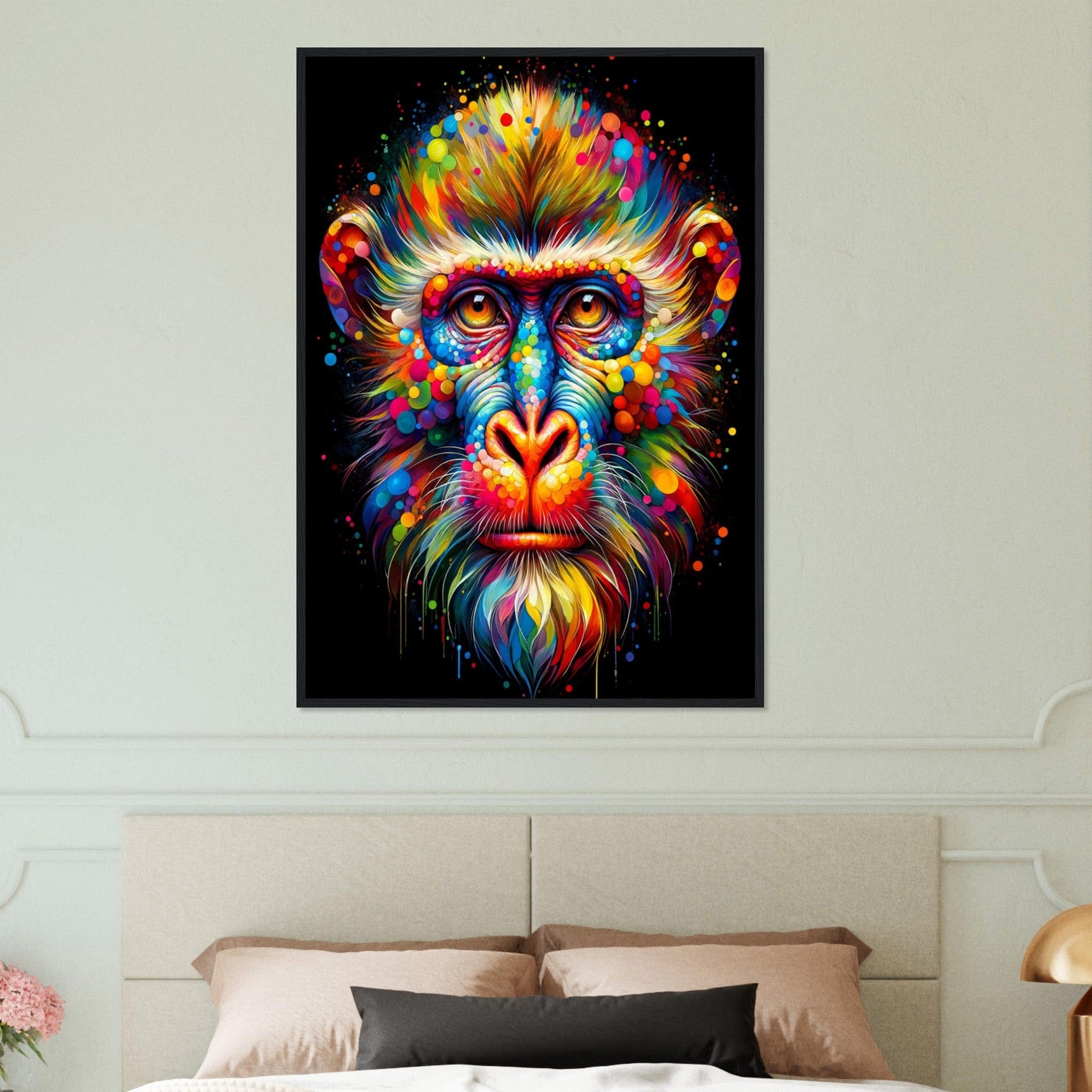Canvanation Print Material Tableau Singe Pop Art Fond Noir Peinture