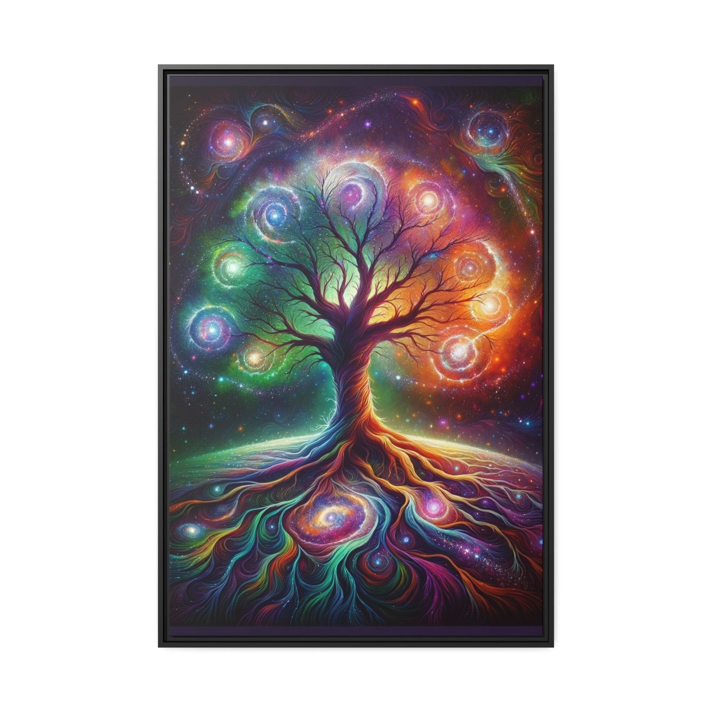 Printify Canvas 32″ x 48″ (Vertical) / Cadre Noir Tableau L'Arbre Mystique de la Vie