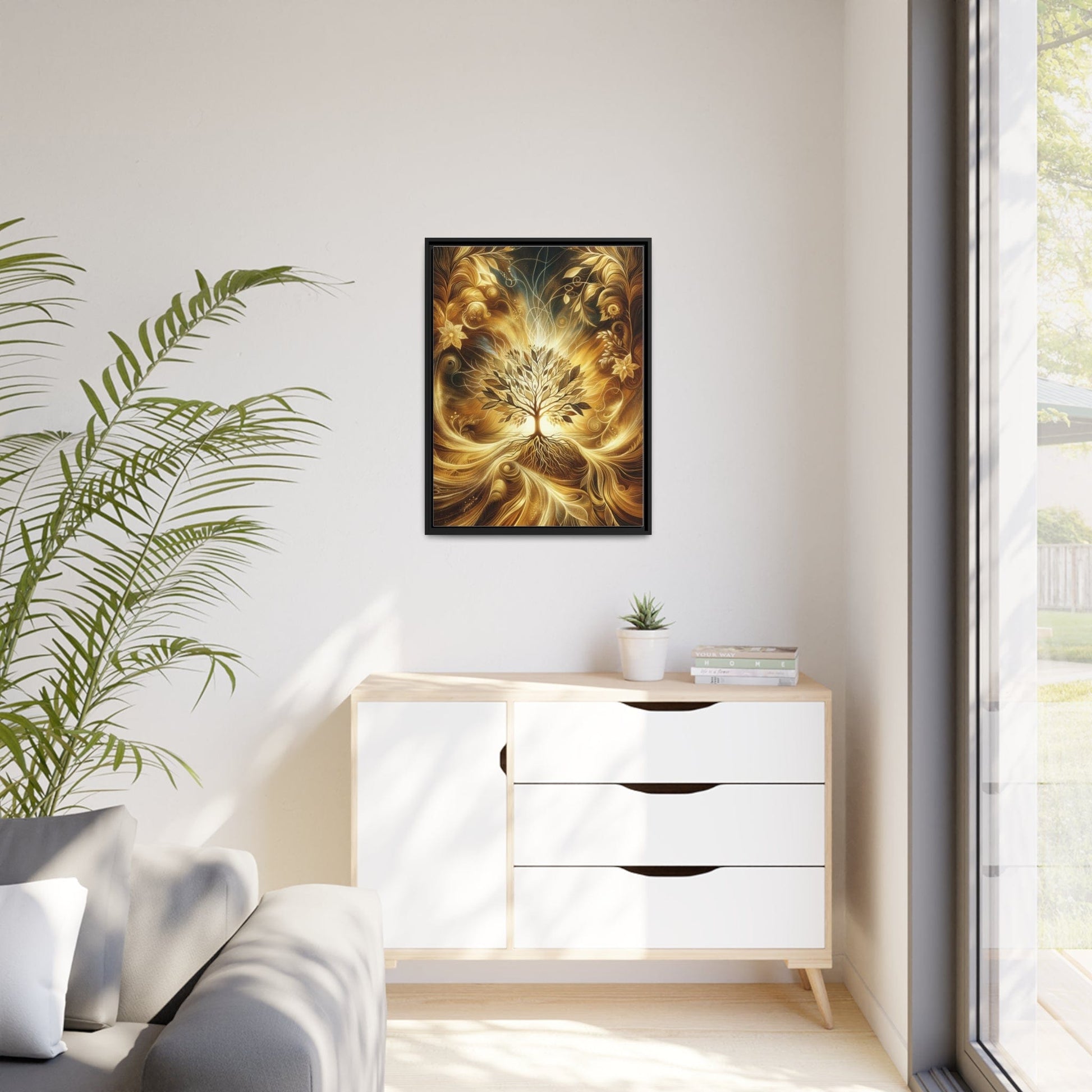 Printify Canvas Tableau L'arbre de vie doré : une œuvre majestueuse scintillant de vie et d'abondance