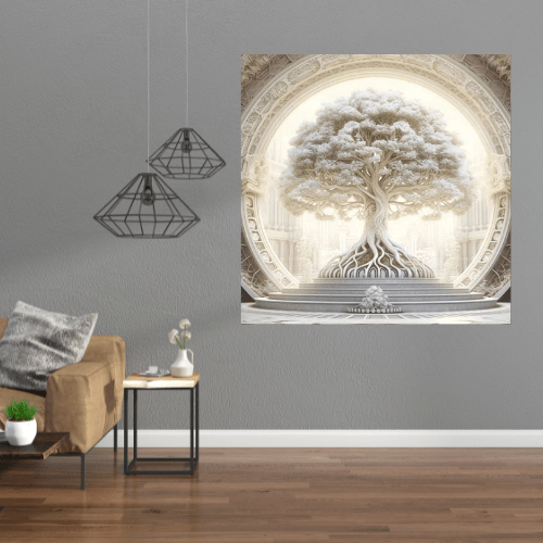 Canvanation Poster Éclat Blanc de l'Arbre de Vie : Une Ode à la Pureté et à l'Harmonie