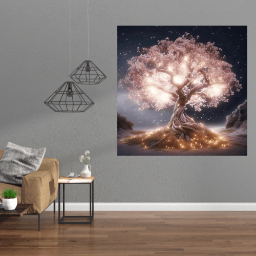 Canvanation Poster Éclat éternel : Un Arbre de Vie en Blanc