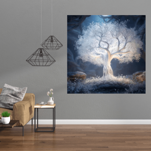 Canvanation Poster Éclat Blanc de l'Arbre de Vie : Une Ode à la Pureté et à l'Harmonie