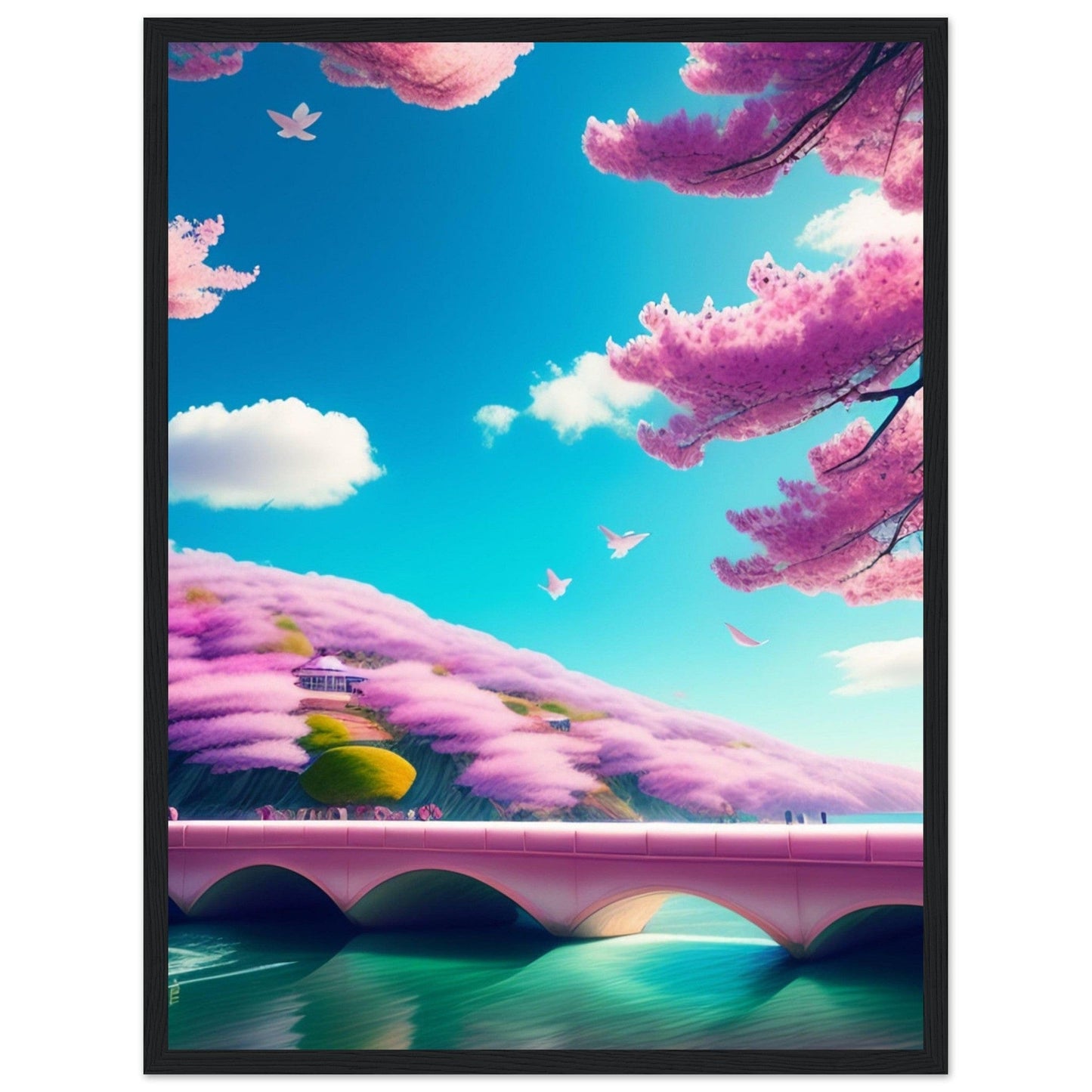 Canvanation Print Material Tableau Fleurs De Cerisier Pont