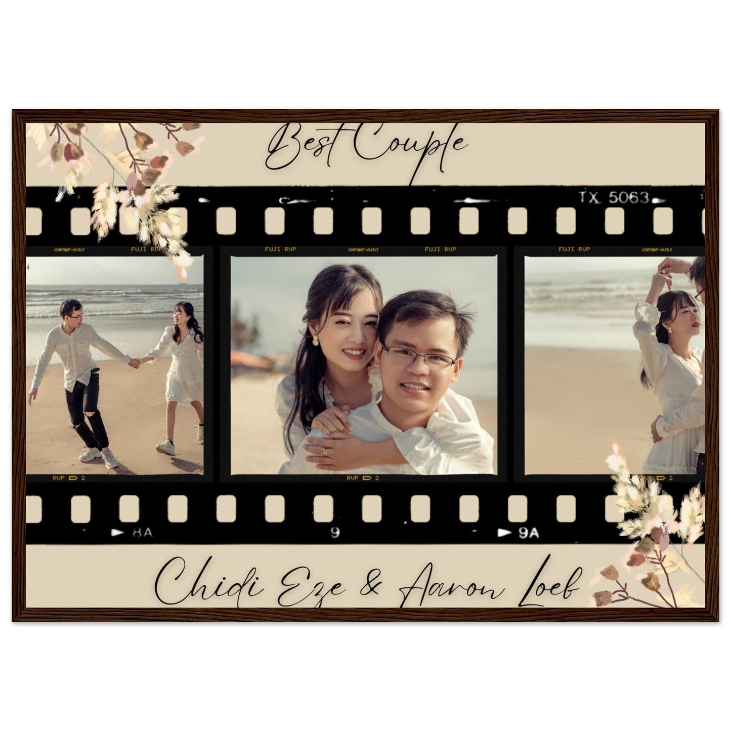 Canvanation Print Material 50x70 cm / 20x28″ / Noir Bois Cadre Photos Pele Mele Couple 'Best Couple"