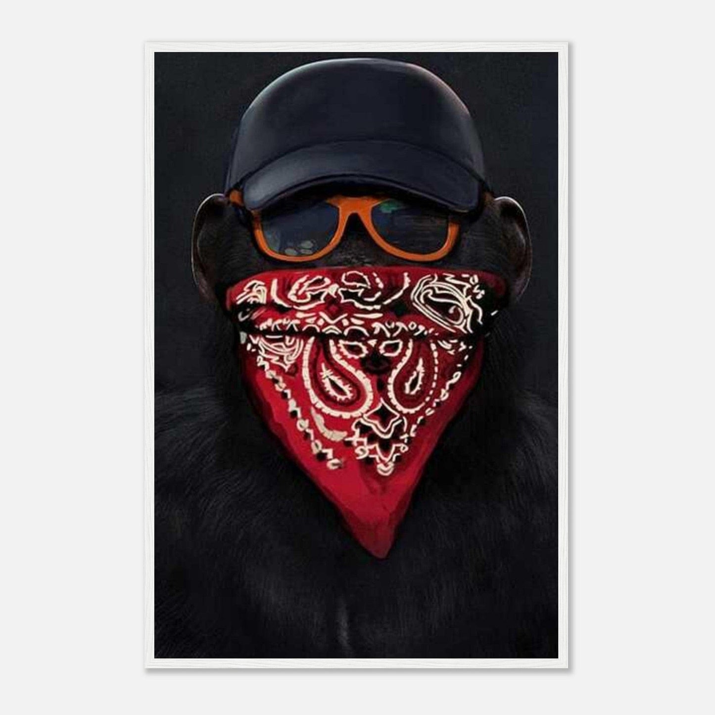 Canvanation Print Material 2 / Cadre blanc / 60x90 cm / 24x36″ Tableau 3 singes