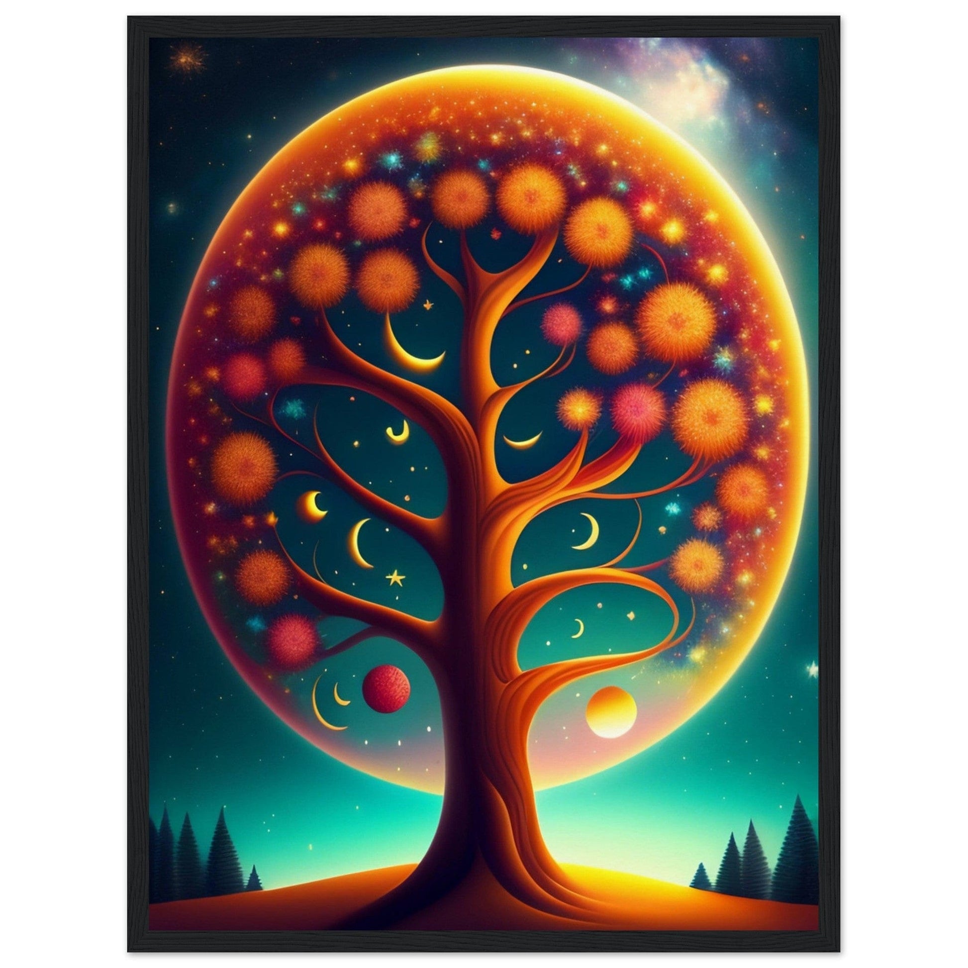 Canvanation Print Material 45x60 cm / 18x24″ / Noir Tableau Arbre De Vie Épanouissement Citadin