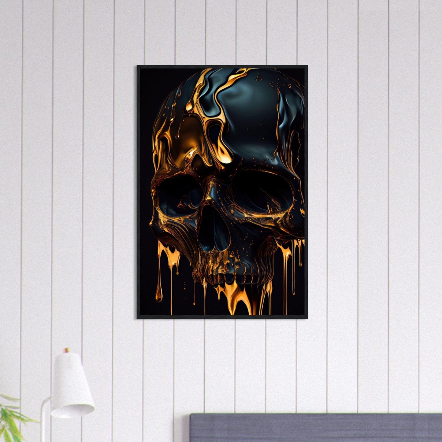 Canvanation Print Material 60x90 cm / 24x36″ Tableau Tête De Mort Crâne Doré