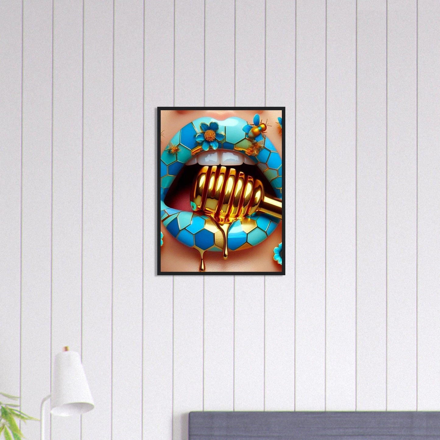 Canvanation Print Material 45x60 cm / 18x24″ Tableau Levres Miel Bleu