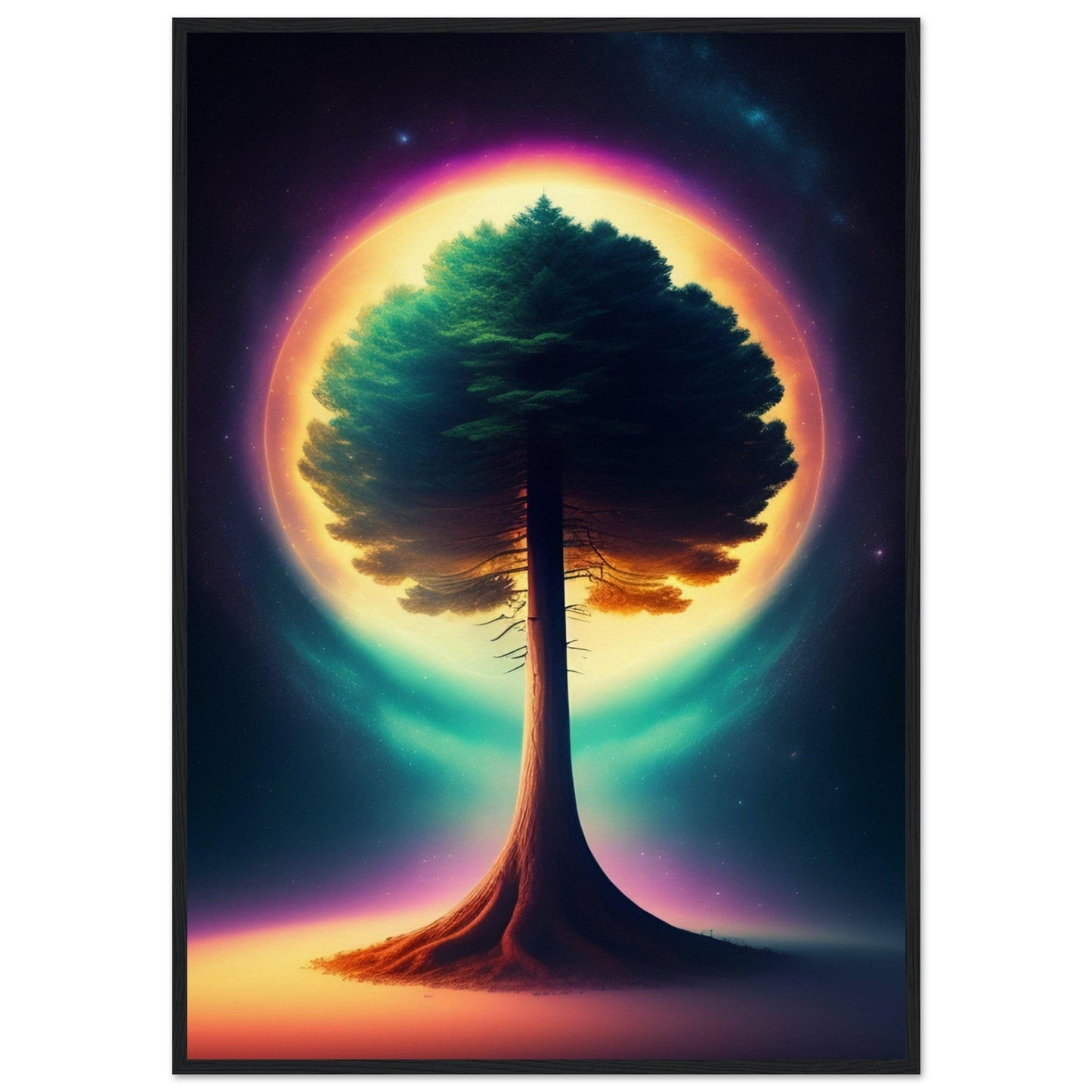 Canvanation Print Material 70x100 cm / 28x40″ / Noir Tableau L'Arbre de Vie au Centre de Tout