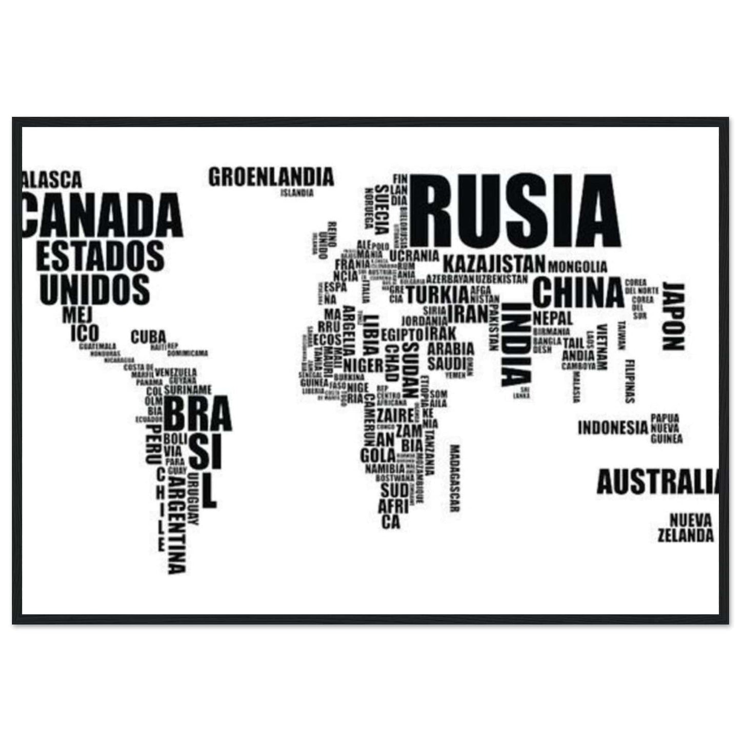 Canvanation Print Material 70x100 cm / 28x40″ Tableau Planisphere Du Monde - Terres Inconnues