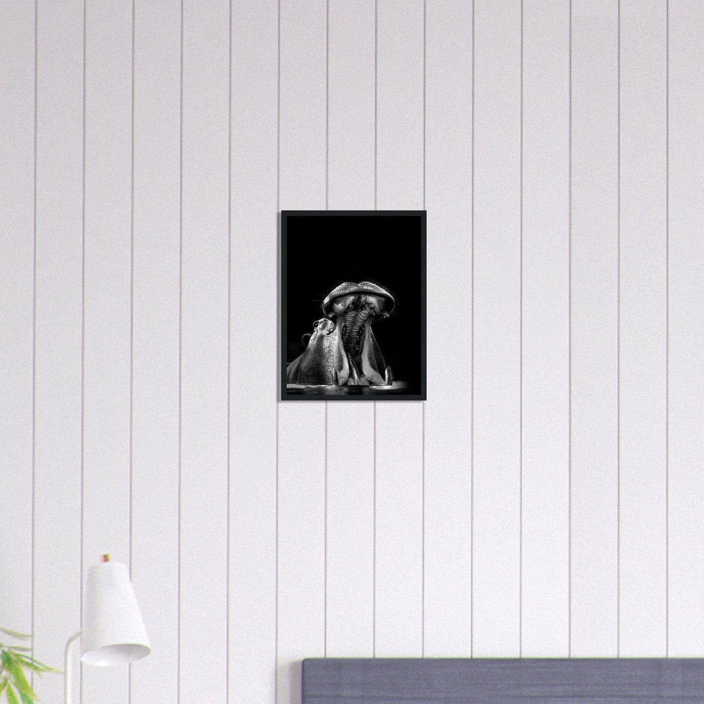 Canvanation Print Material 30x40 cm / 12x16″ Tableau Photo Noir Et Blanc-Animaux-Hippopotame