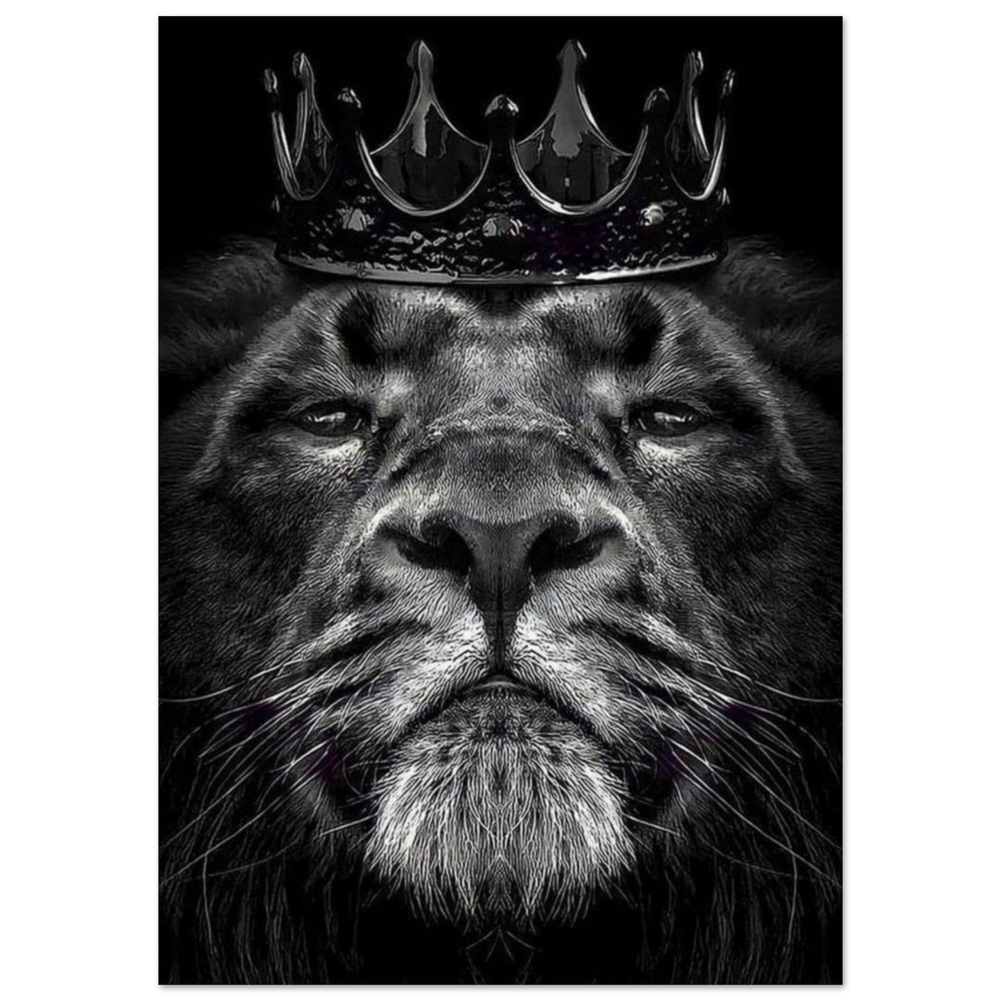 Canvanation Print Material A1 (59.4 x 84.1  cm) Poster Lion Courrone Noir Et Blanc