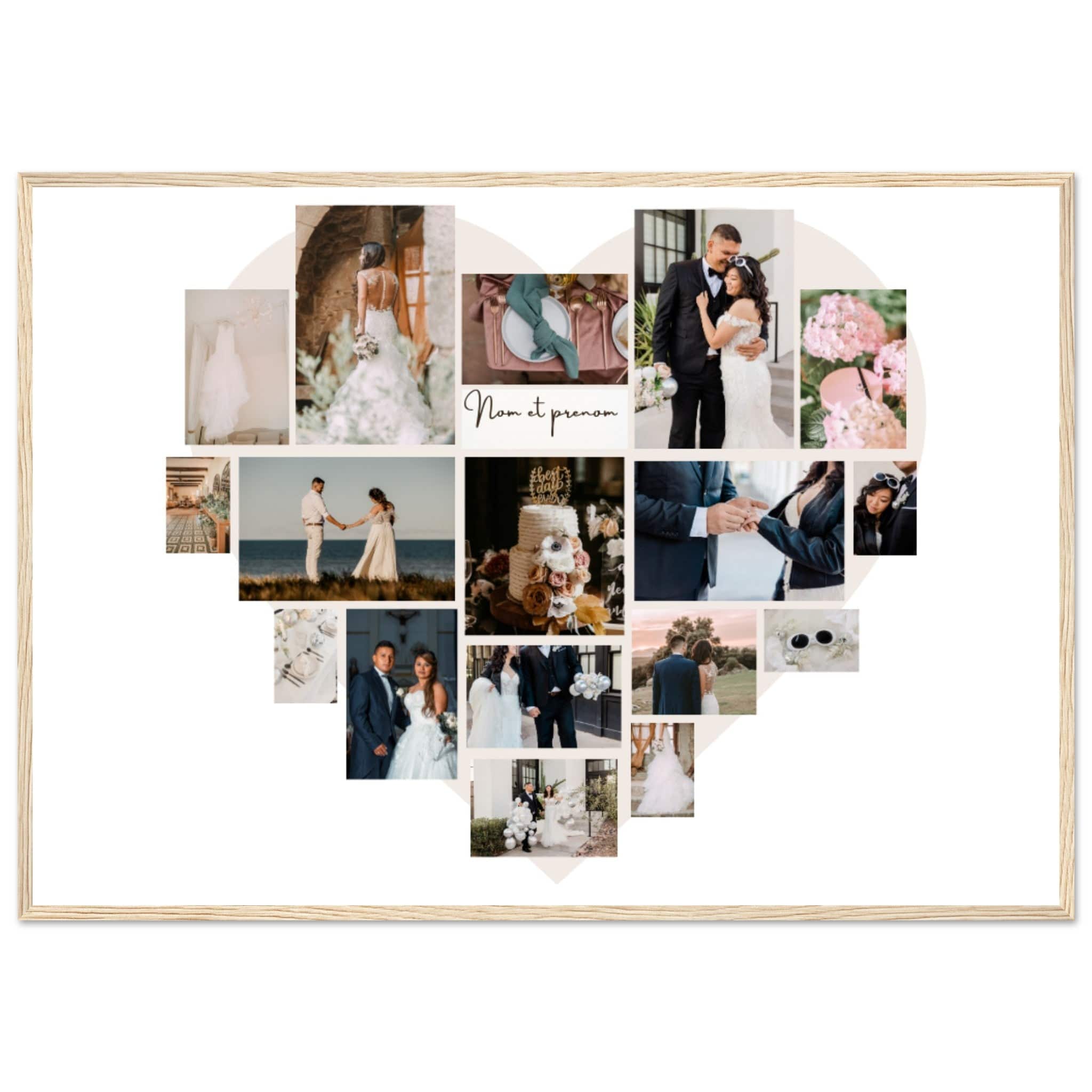 Canvanation Print Material 70x100 cm / 28x40″ / Bois Pêle-mêle de photos sur poster "Mariage ou Fiançailles"