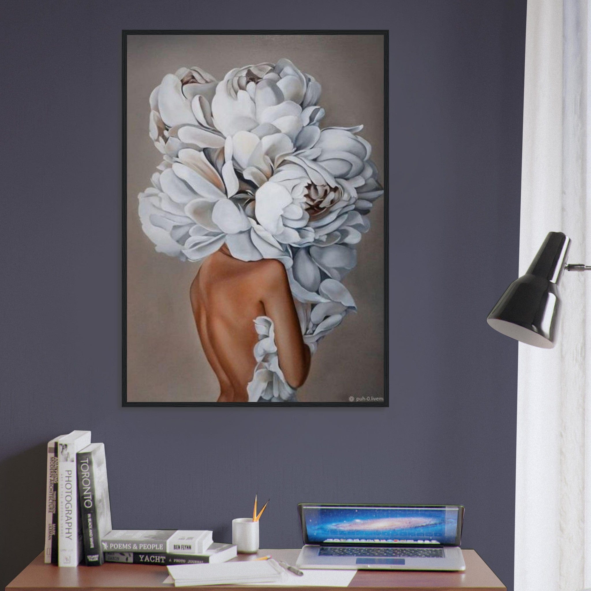 Canvanation Print Material Tableau Femme Fleurs Cheveux Blanc