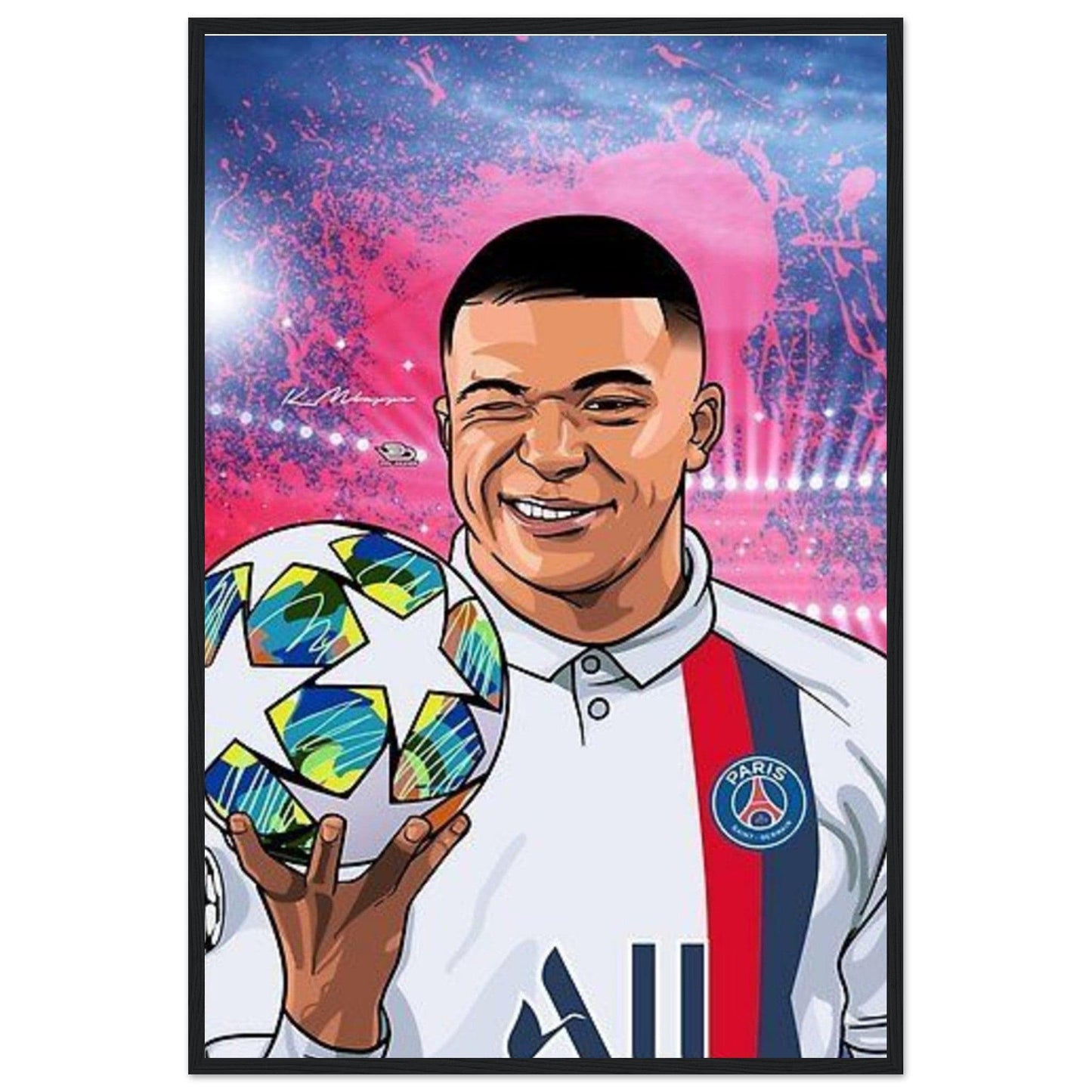 Canvanation Print Material 60x90 cm / 24x36″ / Avec Cadre Tableau Football Kylian Mbappe