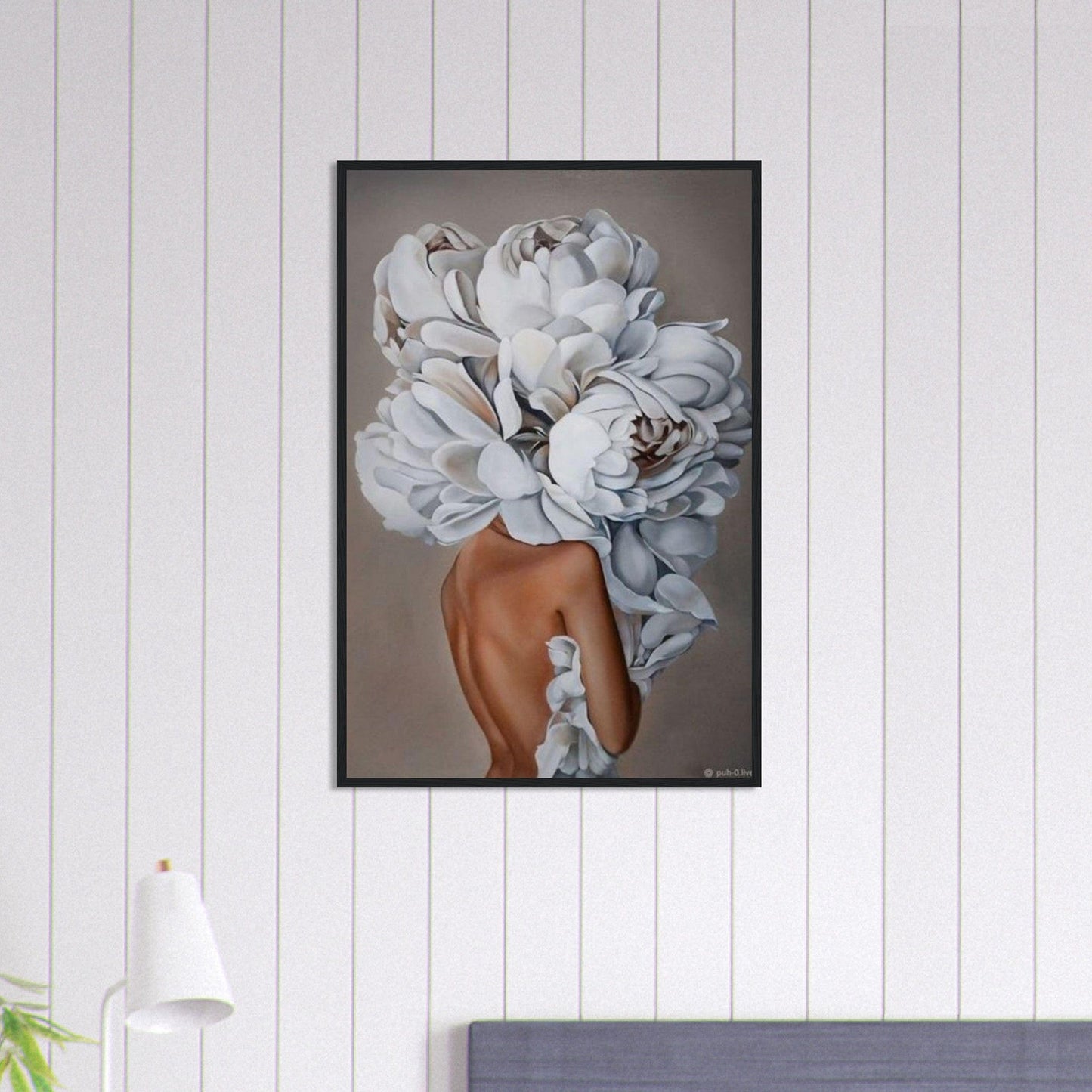Canvanation Print Material 60x90 cm / 24x36″ Tableau Femme Fleurs Cheveux Blanc
