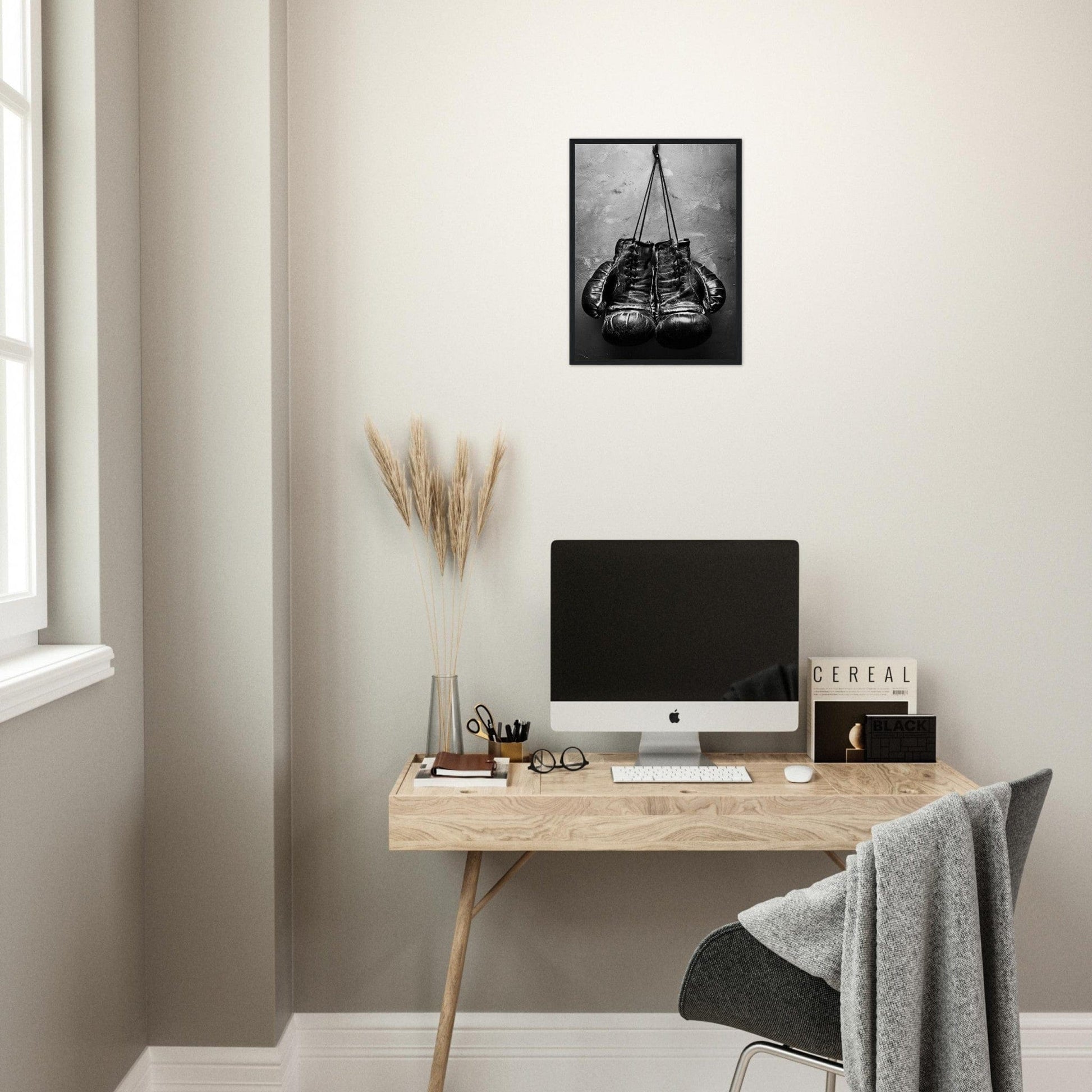Canvanation Print Material Tableau Boxe Gants Fond Noir